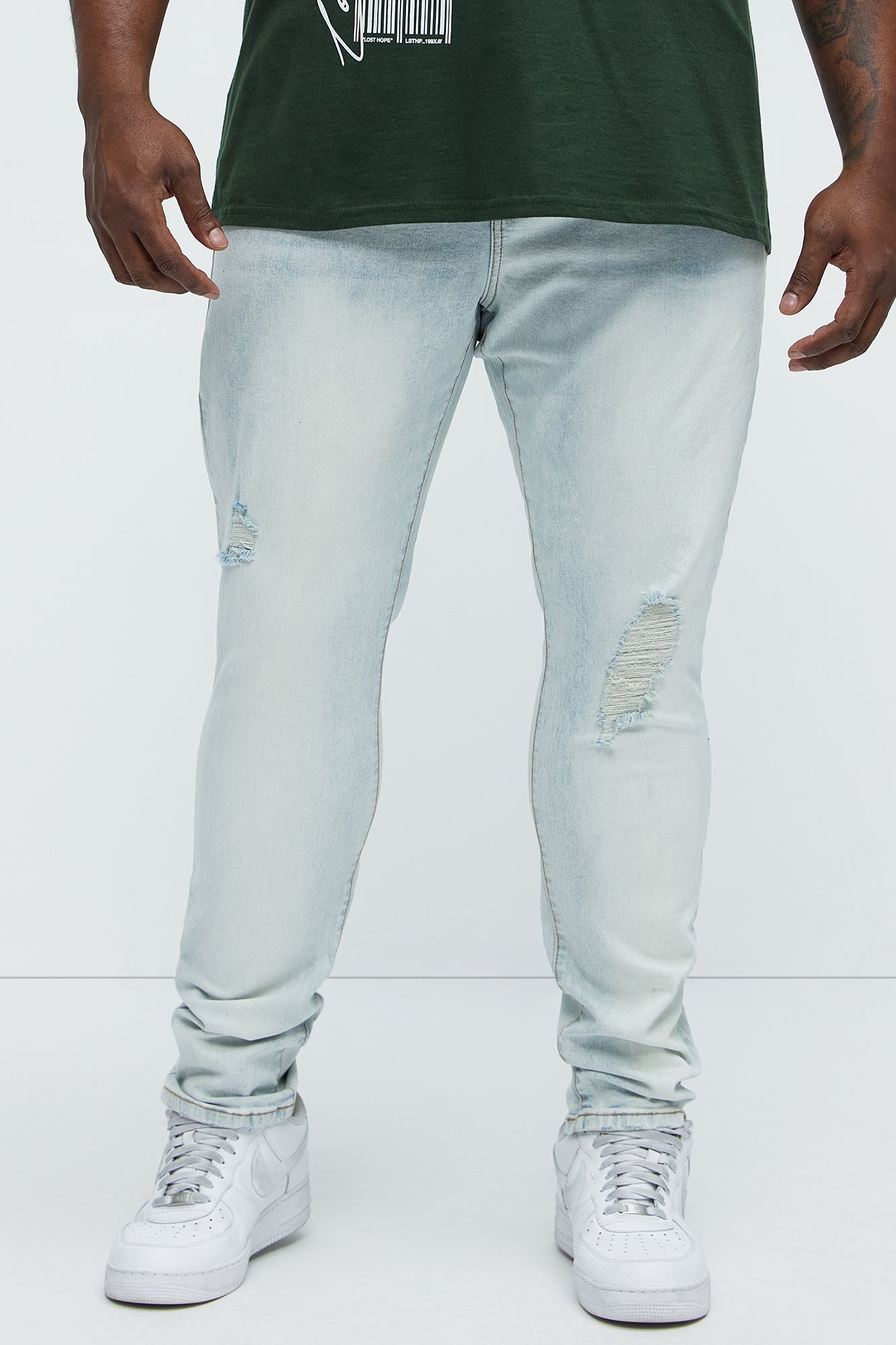 Take No L's Stacked Skinny Jeans - Light Blue Wash