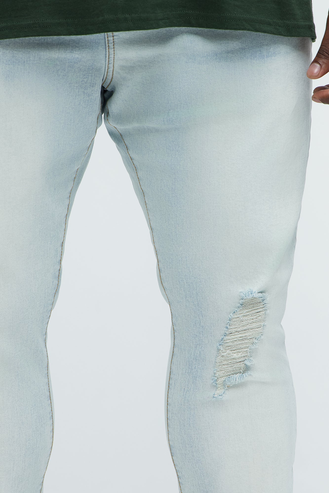 Take No L's Stacked Skinny Jeans - Light Blue Wash