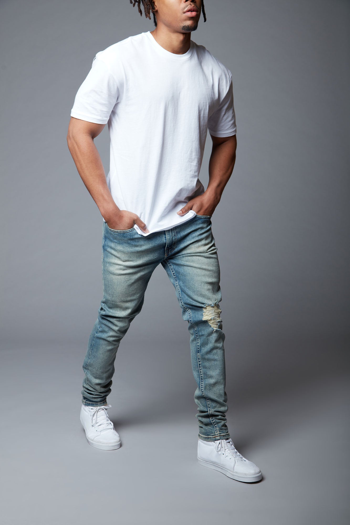 Take No L's Skinny Jean - Vintage Blue Wash