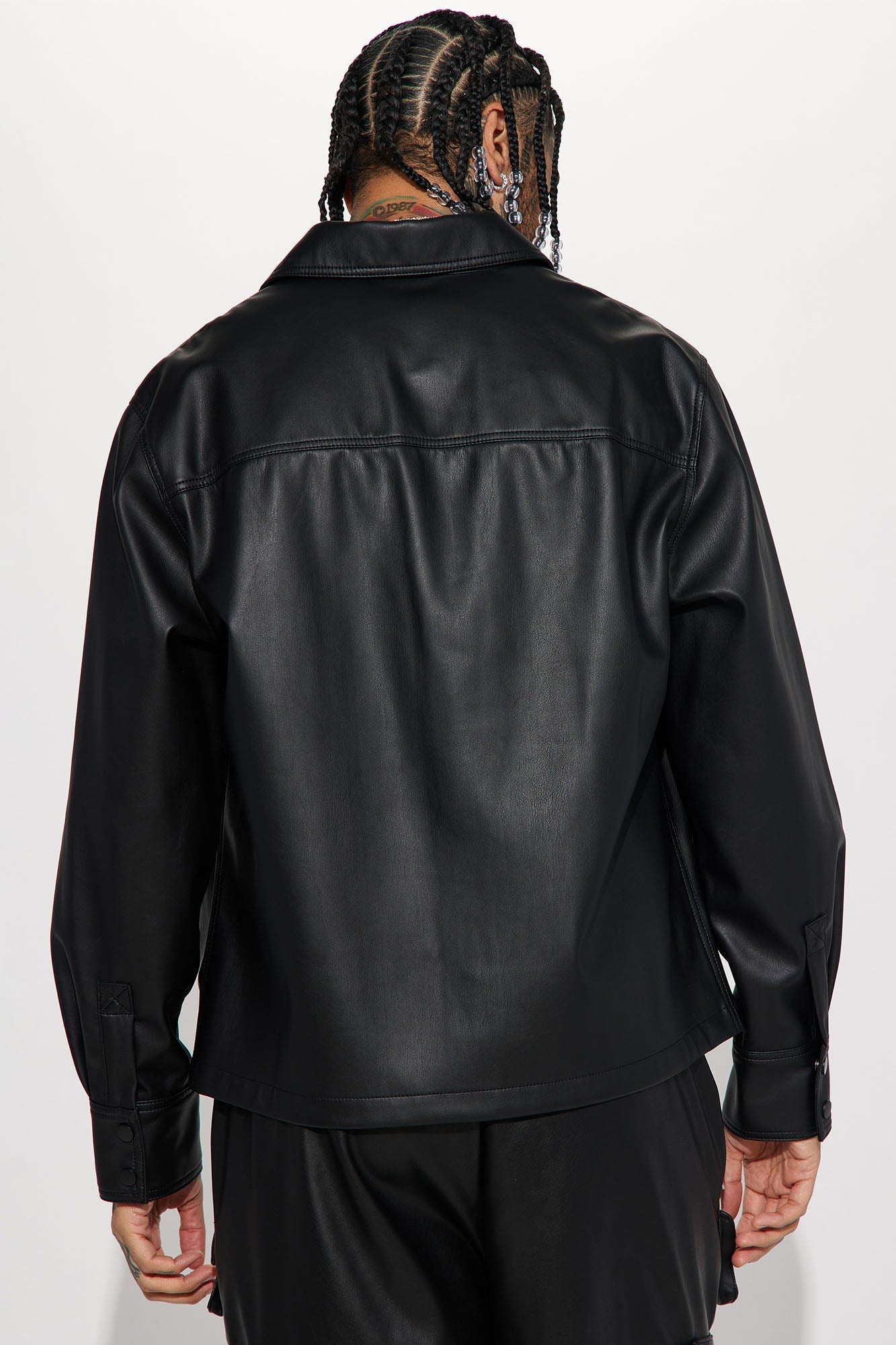 Night Out Faux Leather Shacket - Black