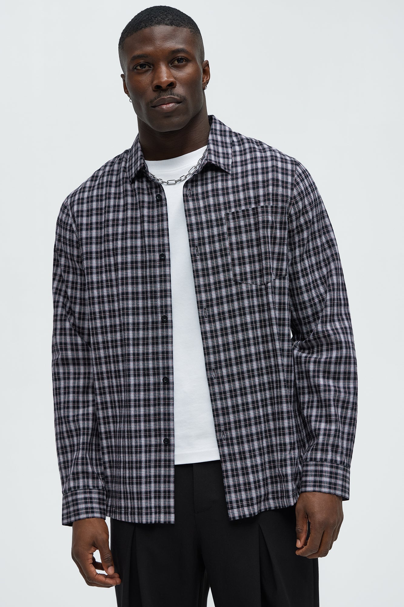 Carson Plaid Classic Long Sleeve Button Up - Black/combo