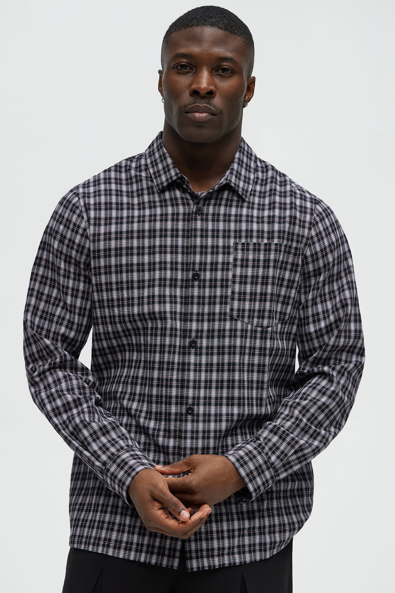 Carson Plaid Classic Long Sleeve Button Up - Black/combo