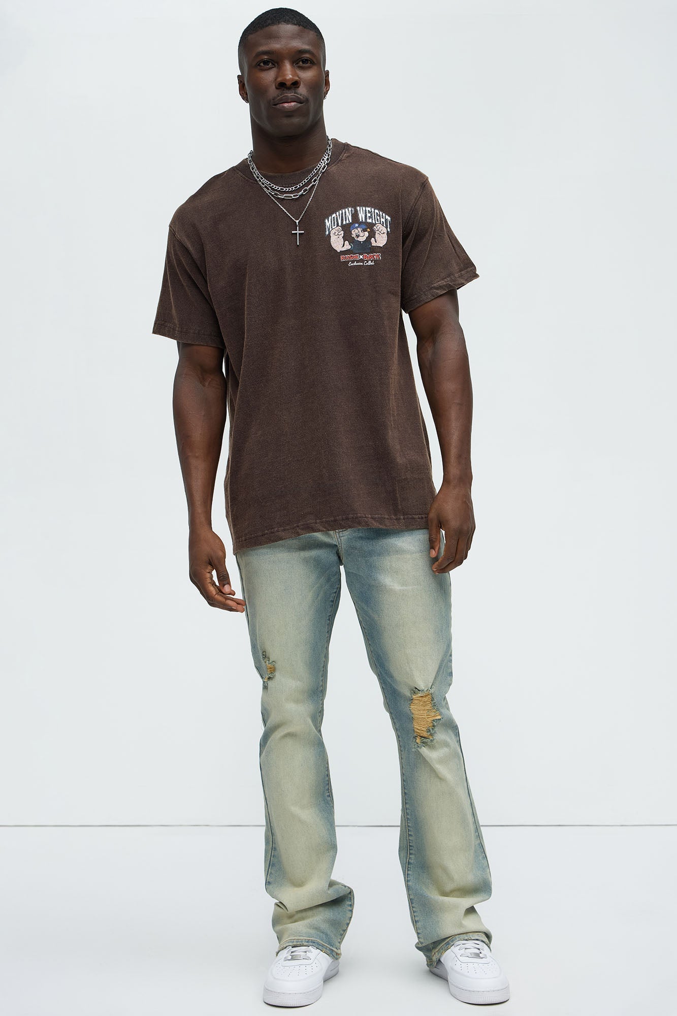 Popeye Movin' Weight Oversized Short Sleeve Tee - Brown