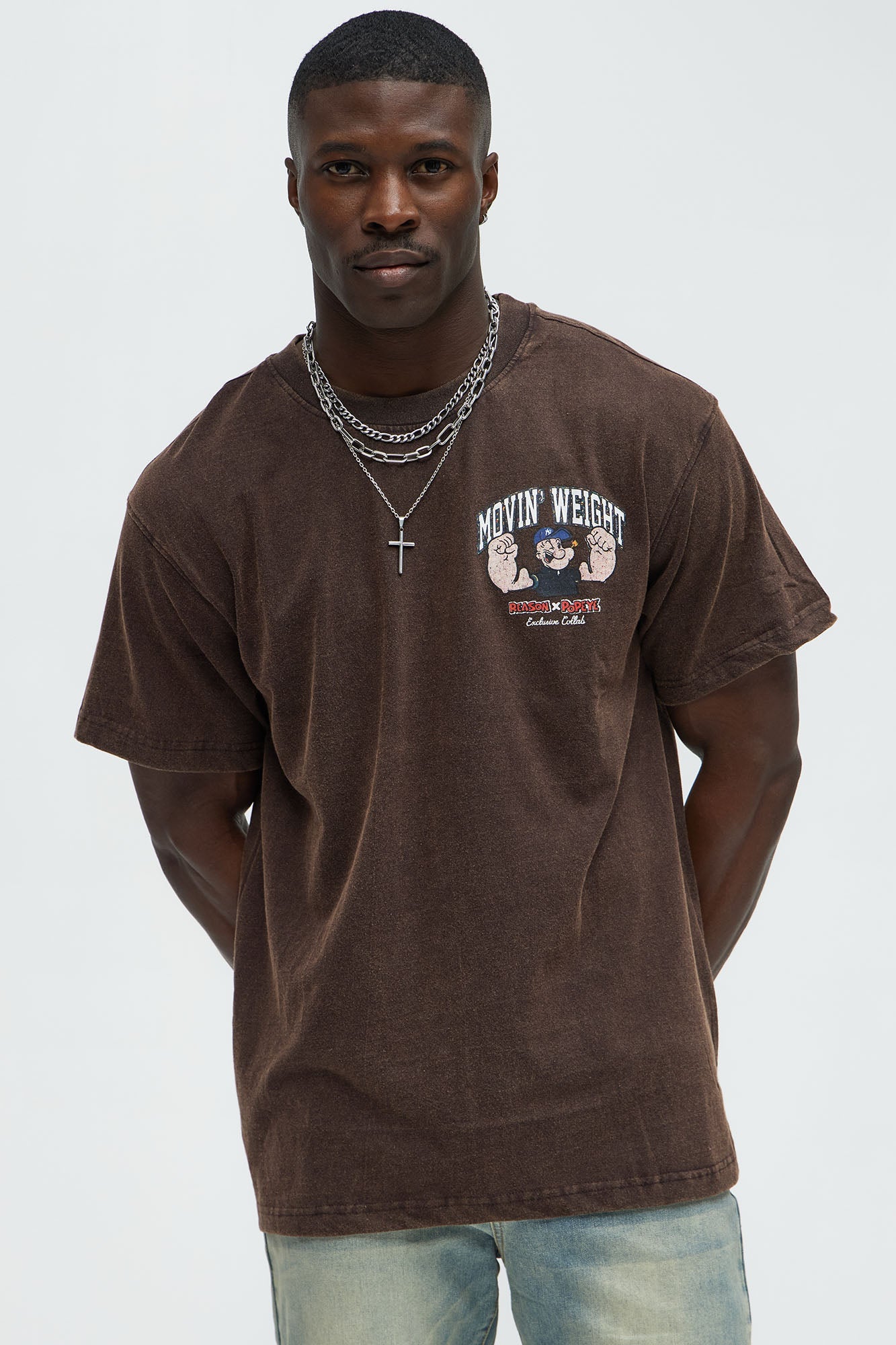Popeye Movin' Weight Oversized Short Sleeve Tee - Brown