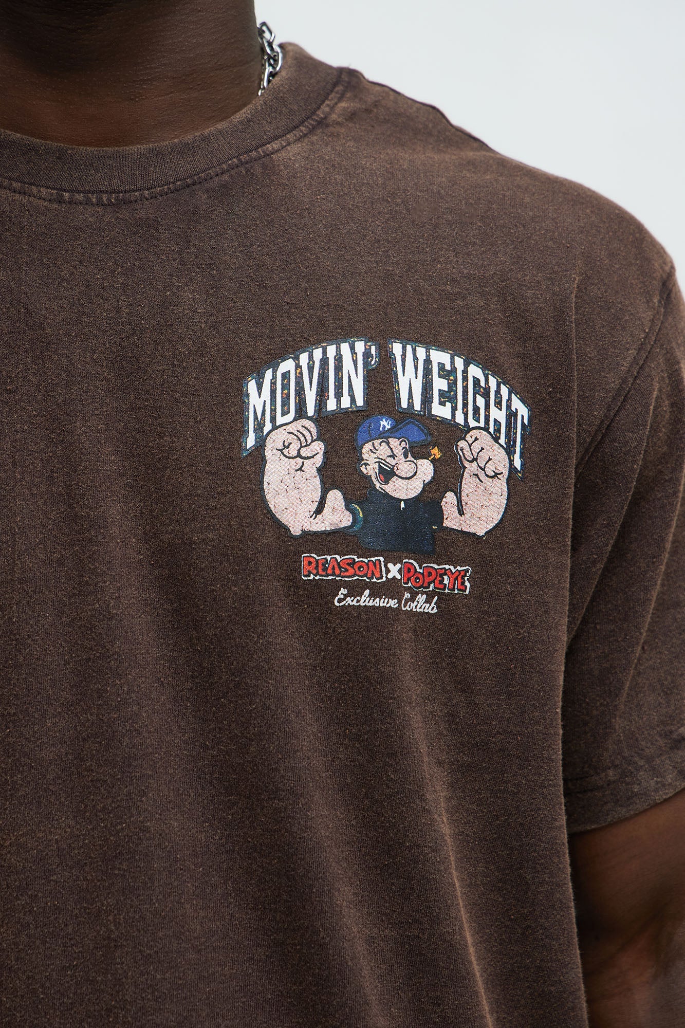 Popeye Movin' Weight Oversized Short Sleeve Tee - Brown
