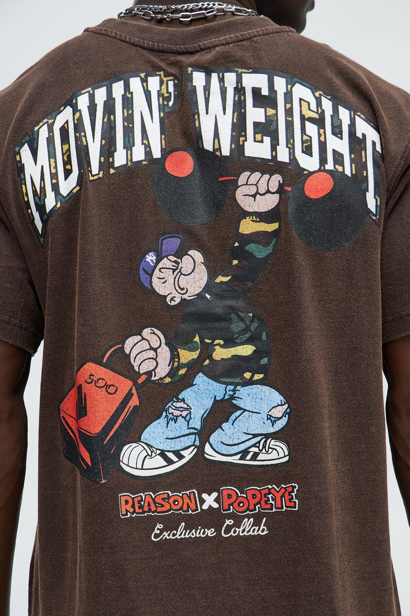 Popeye Movin' Weight Oversized Short Sleeve Tee - Brown