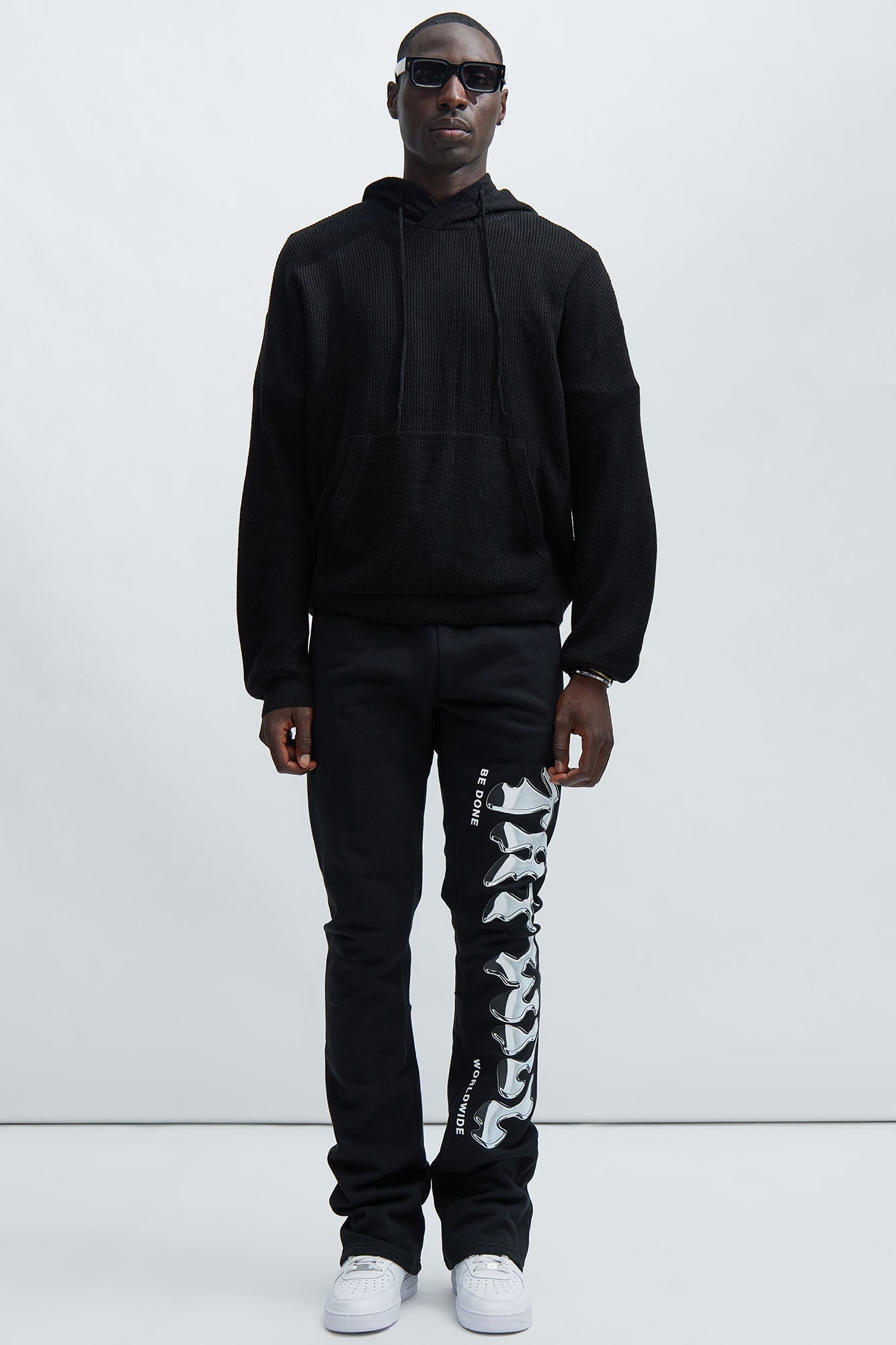 Thy Will Chrome Flare Sweatpant - Black