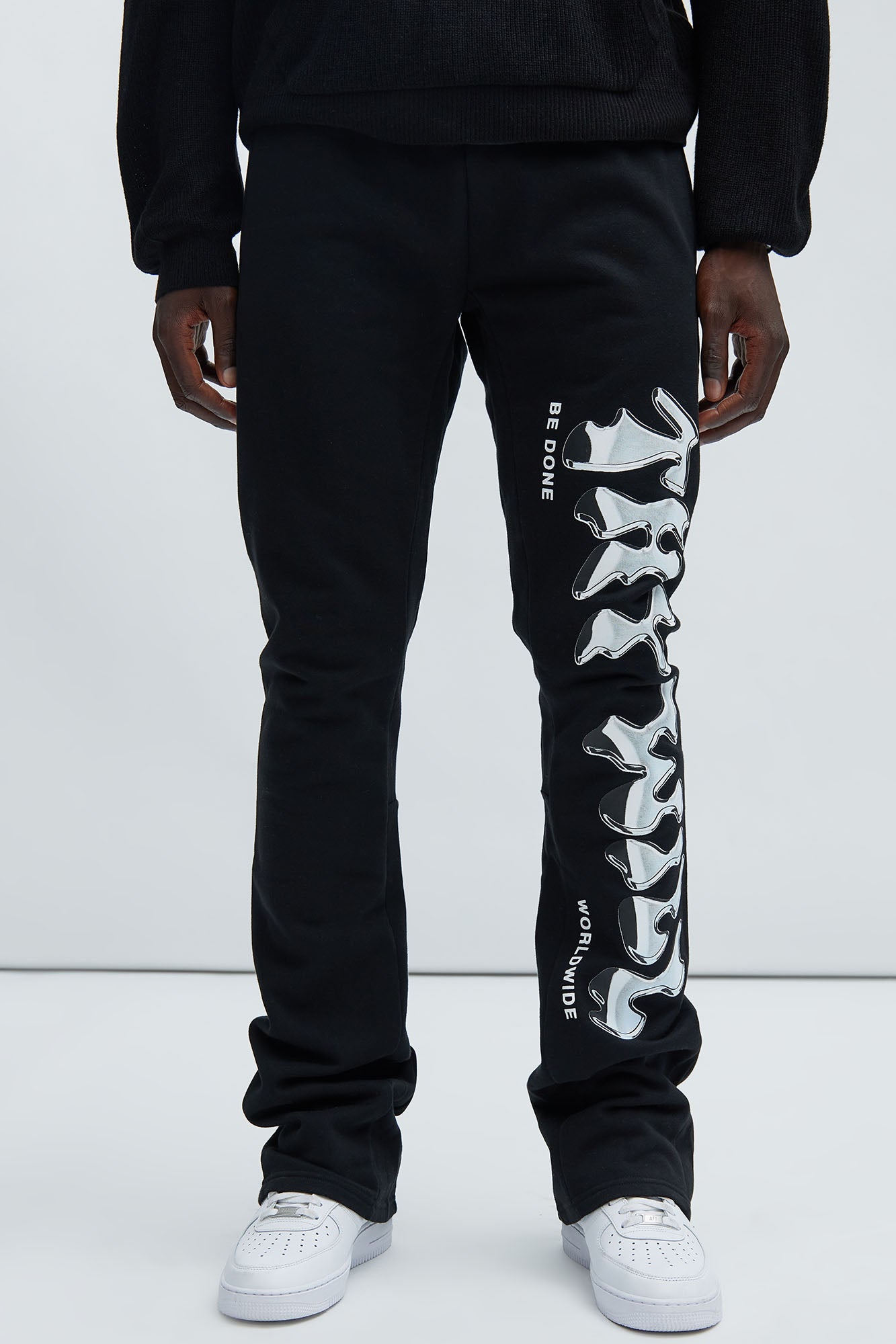 Thy Will Chrome Flare Sweatpant - Black
