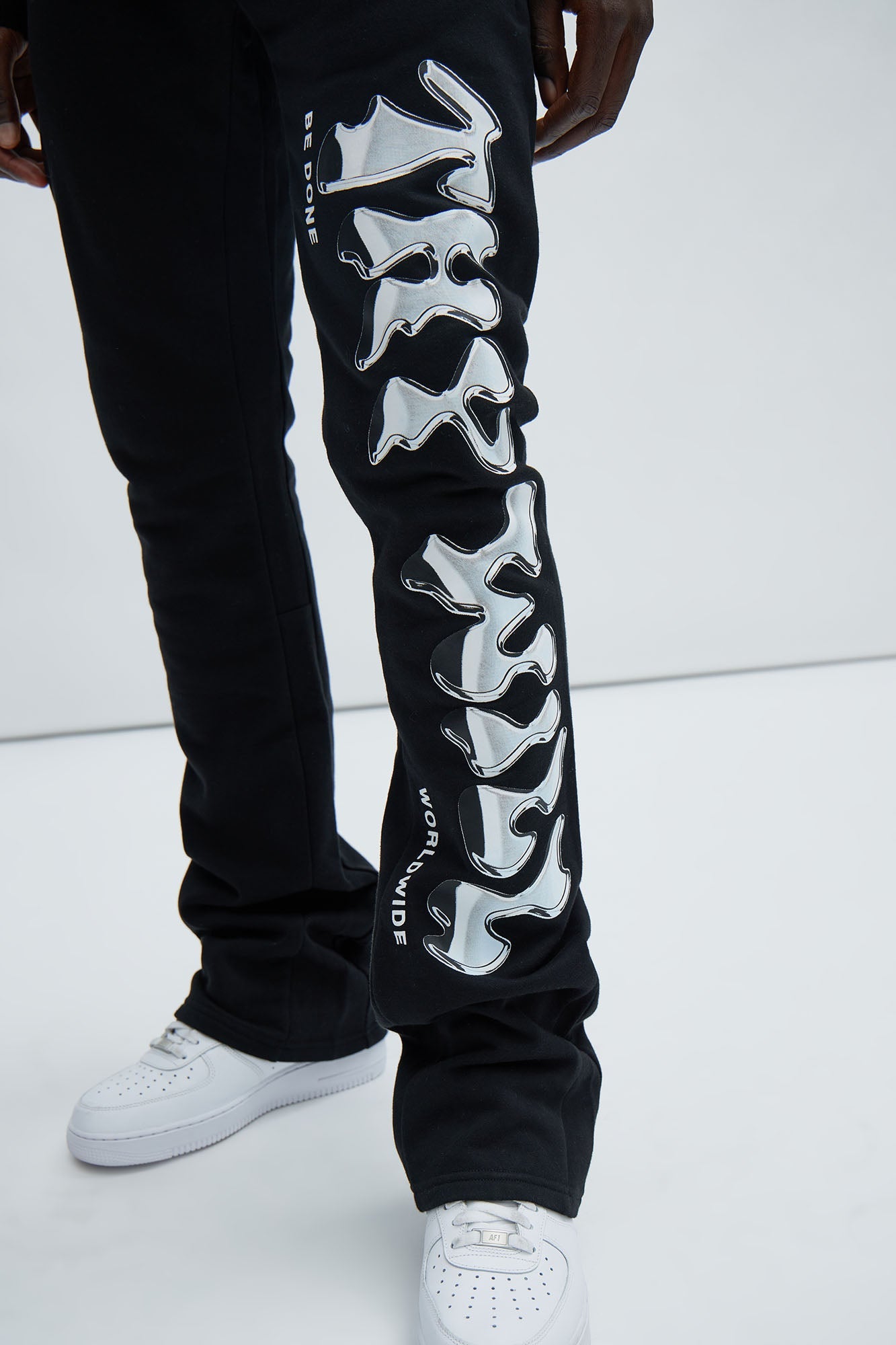 Thy Will Chrome Flare Sweatpant - Black