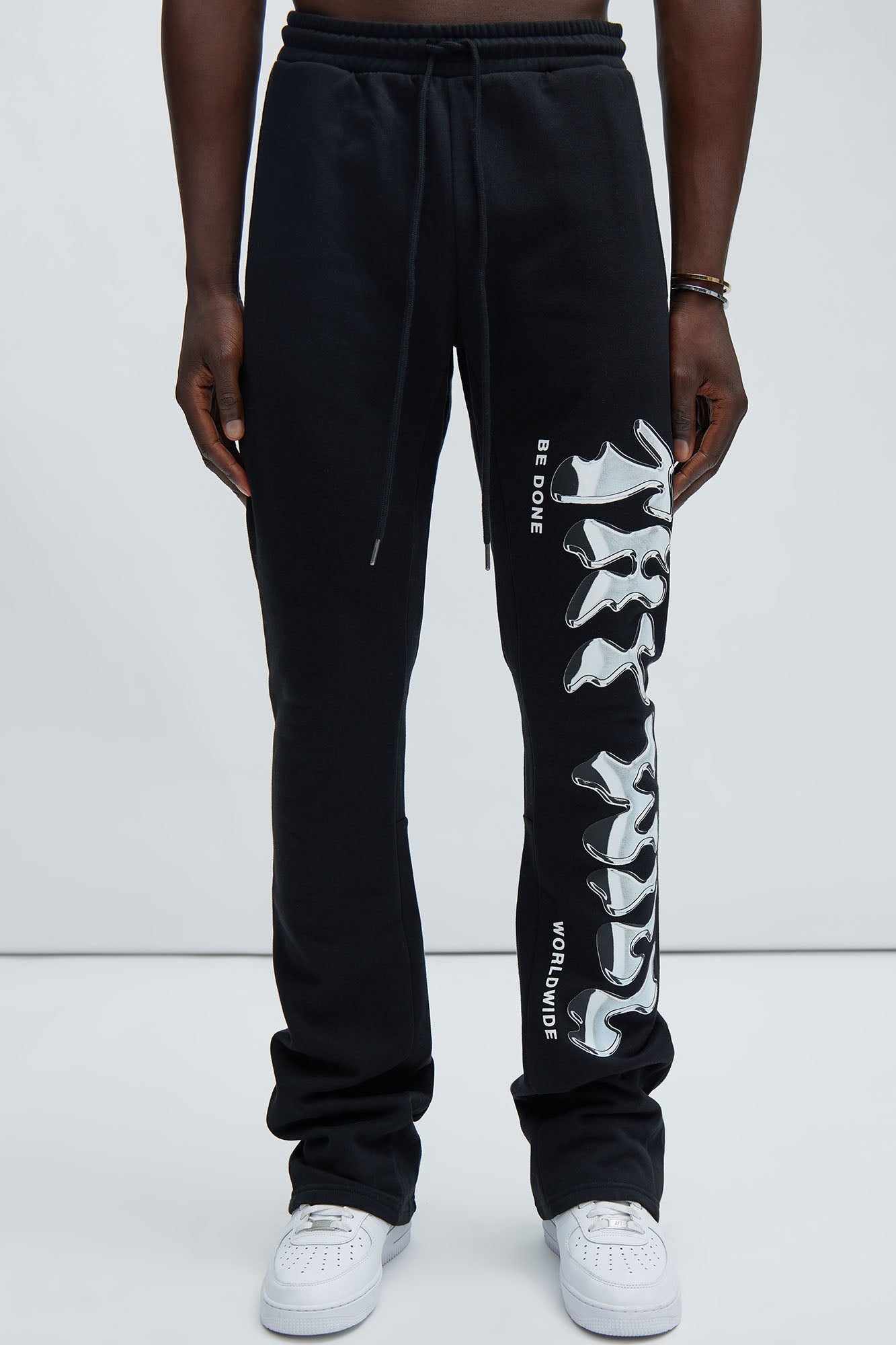 Thy Will Chrome Flare Sweatpant - Black