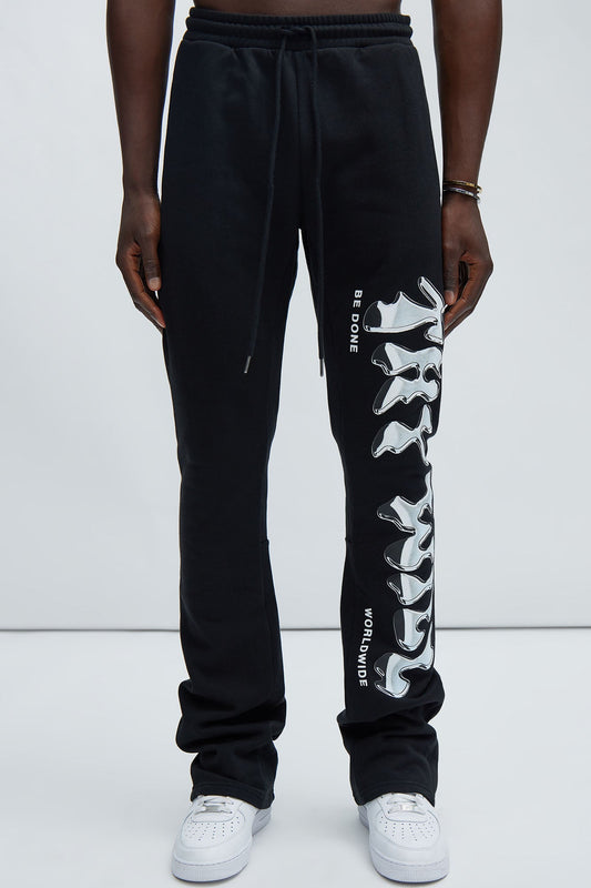Thy Will Chrome Flare Sweatpant - Black