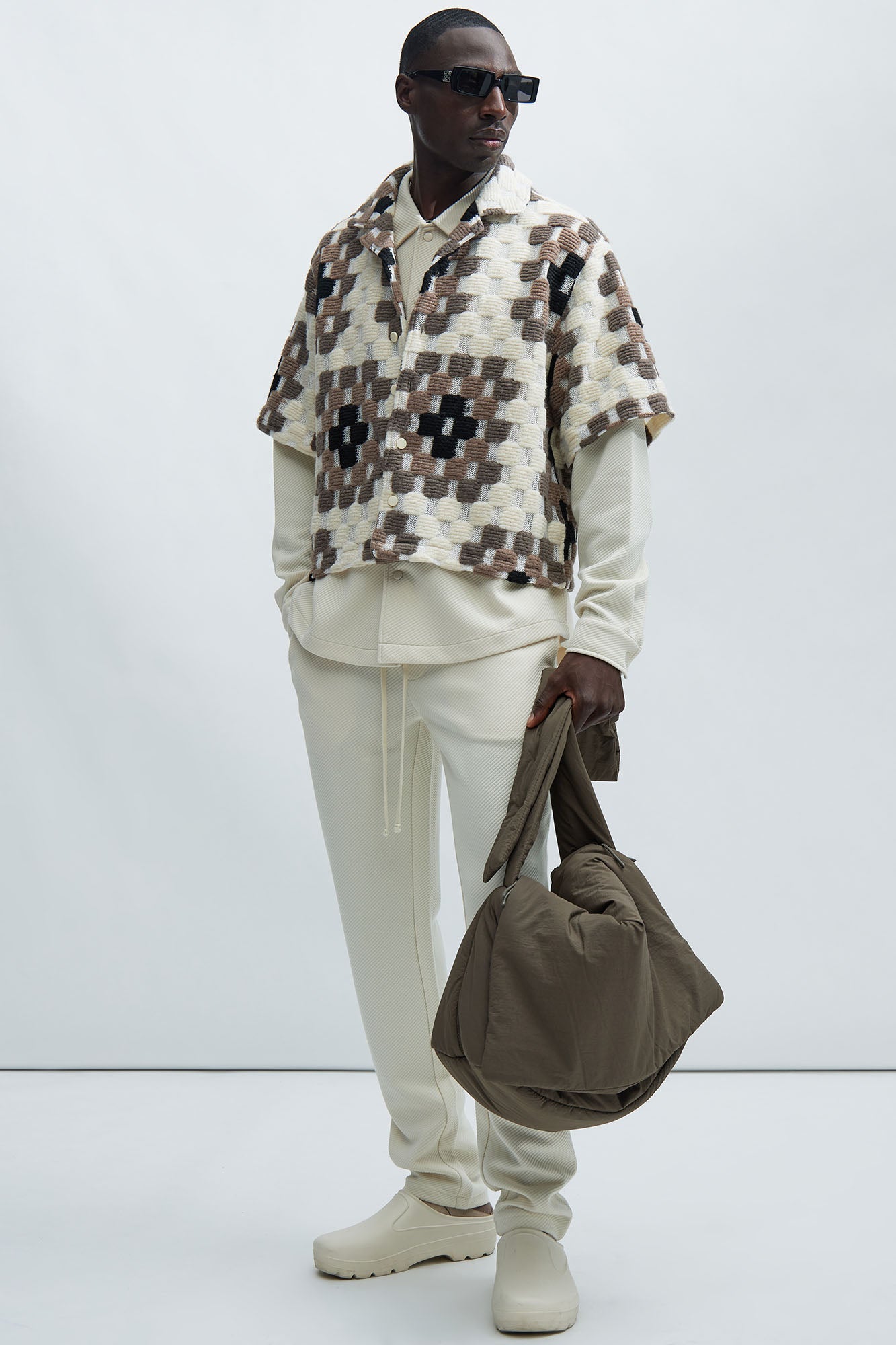 Gaston Jacquard Cropped Shirt - Brown/combo