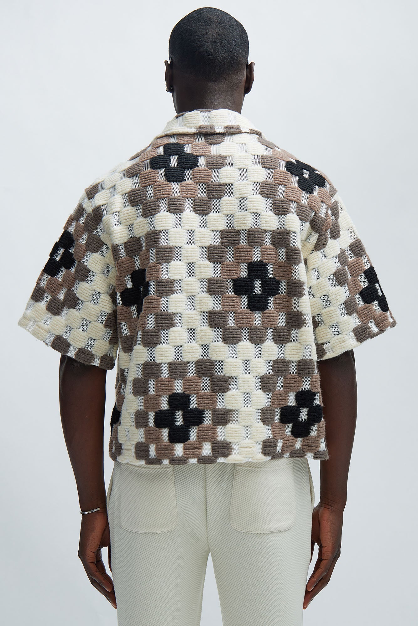 Gaston Jacquard Cropped Shirt - Brown/combo