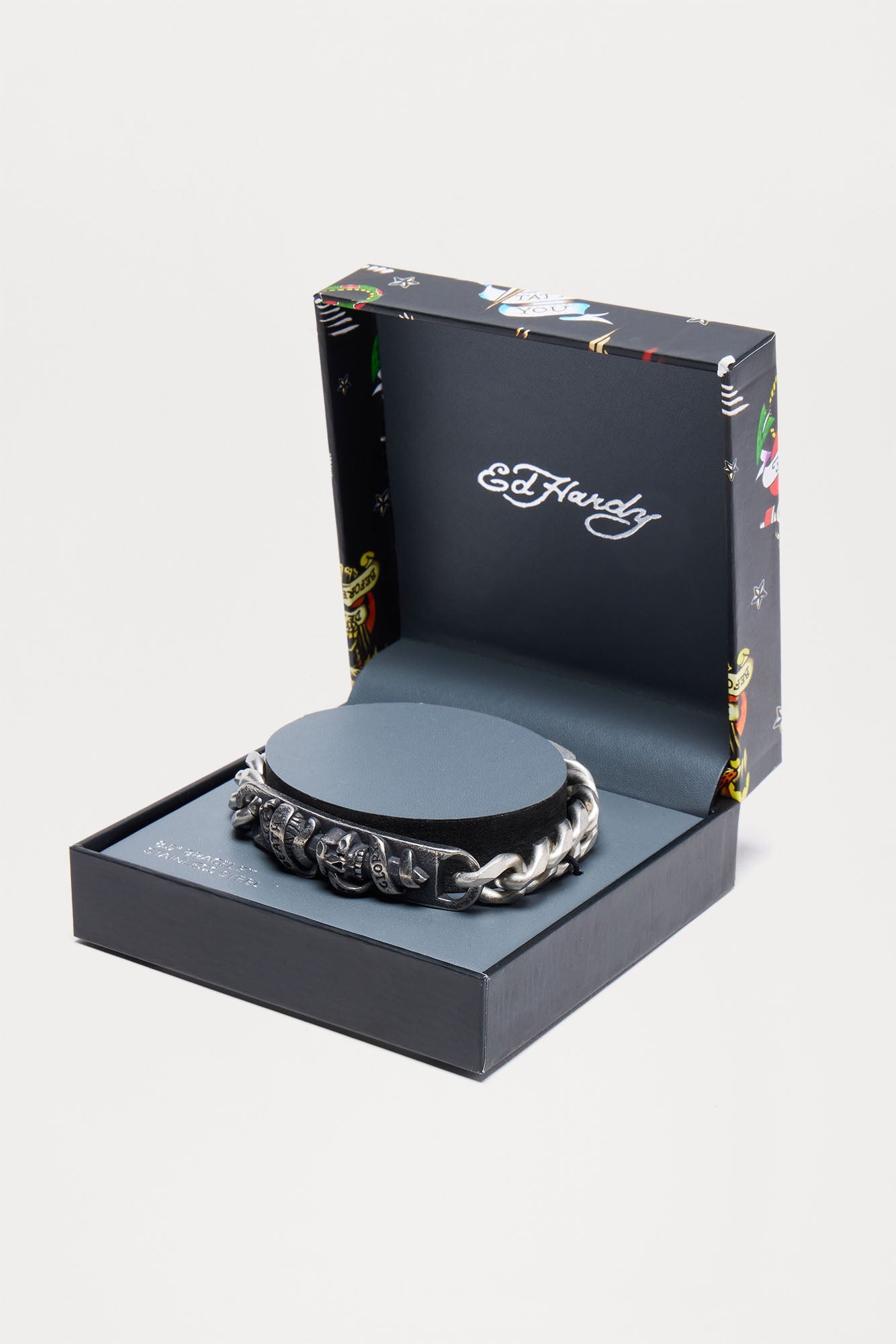 Ed Hardy Death Or Glory Metal Bracelet - Silver