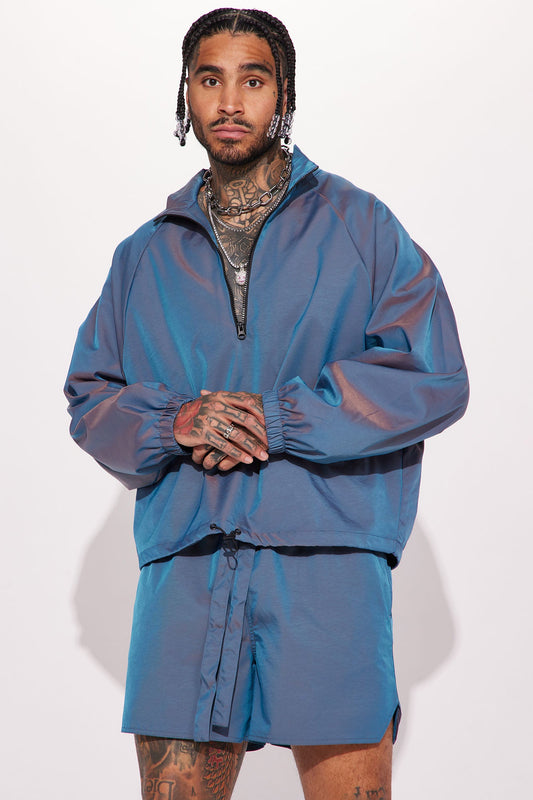 Stormy Iridescent Nylon Anorak - Blue