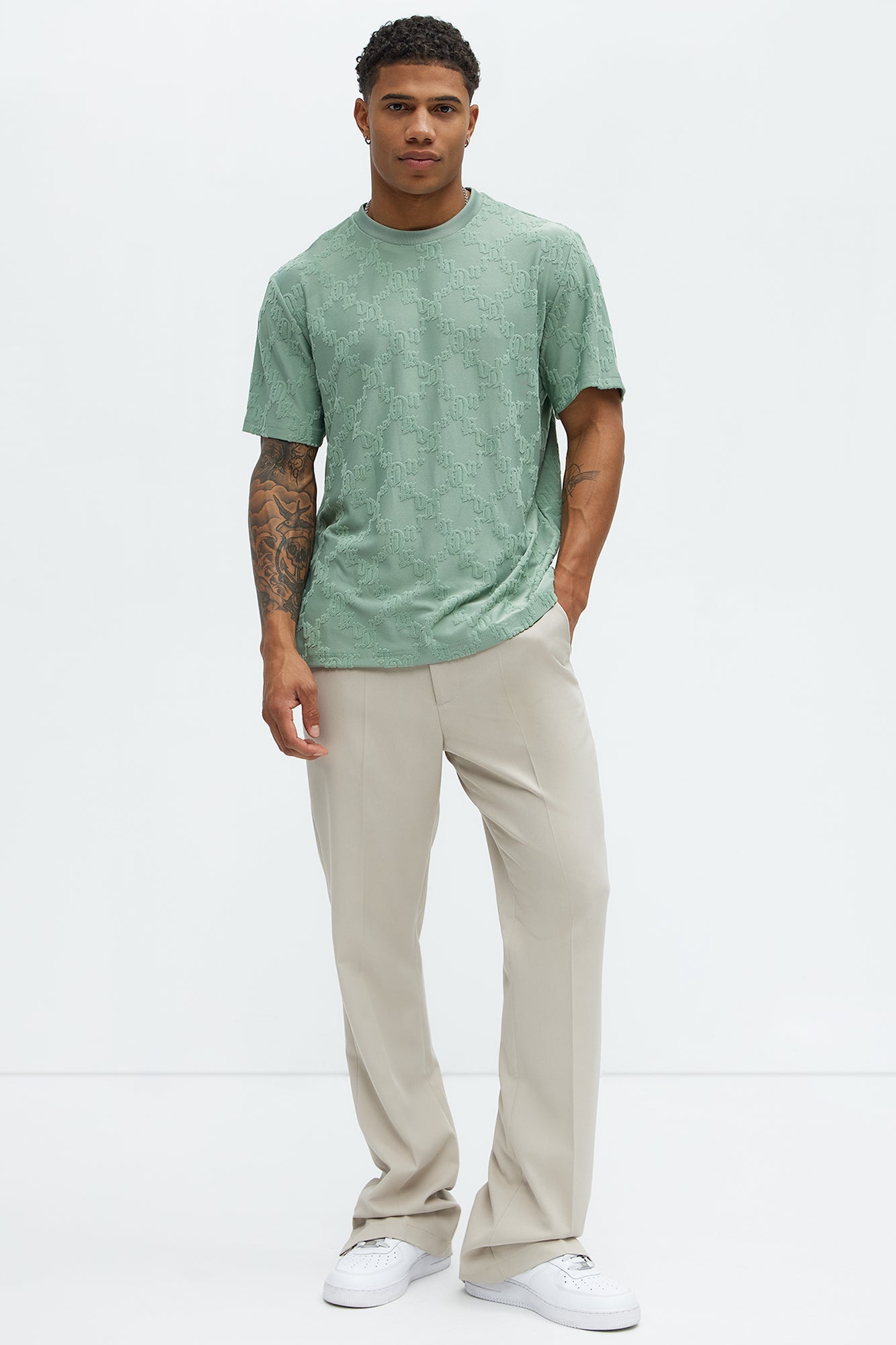 Verbiage Chenille Knit Crew Tee - Green