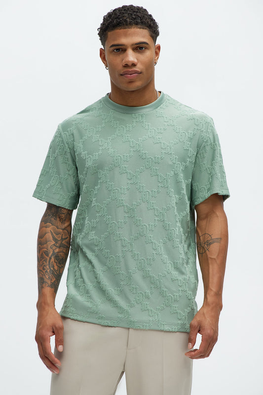 Verbiage Chenille Knit Crew Tee - Green