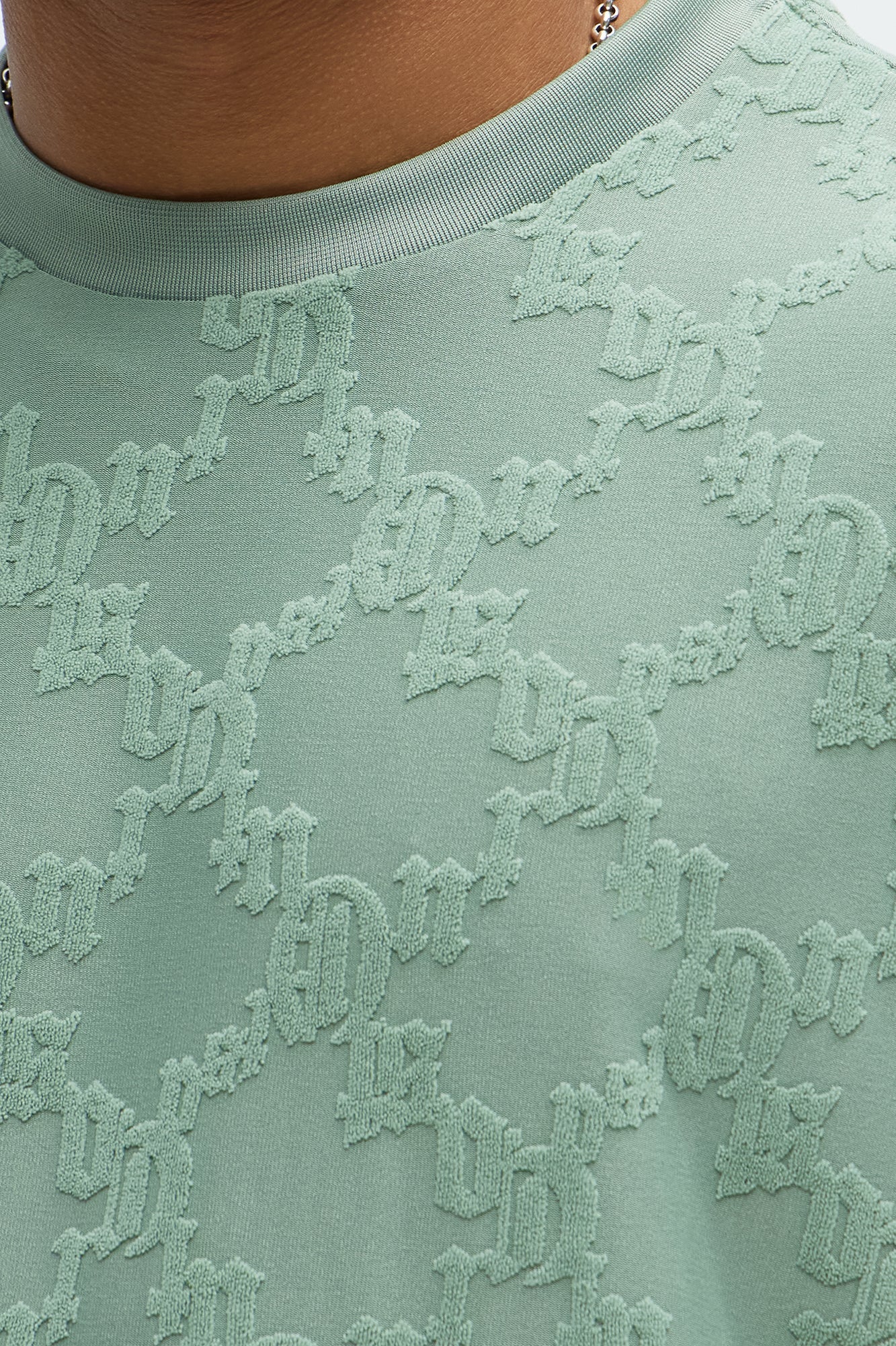 Verbiage Chenille Knit Crew Tee - Green