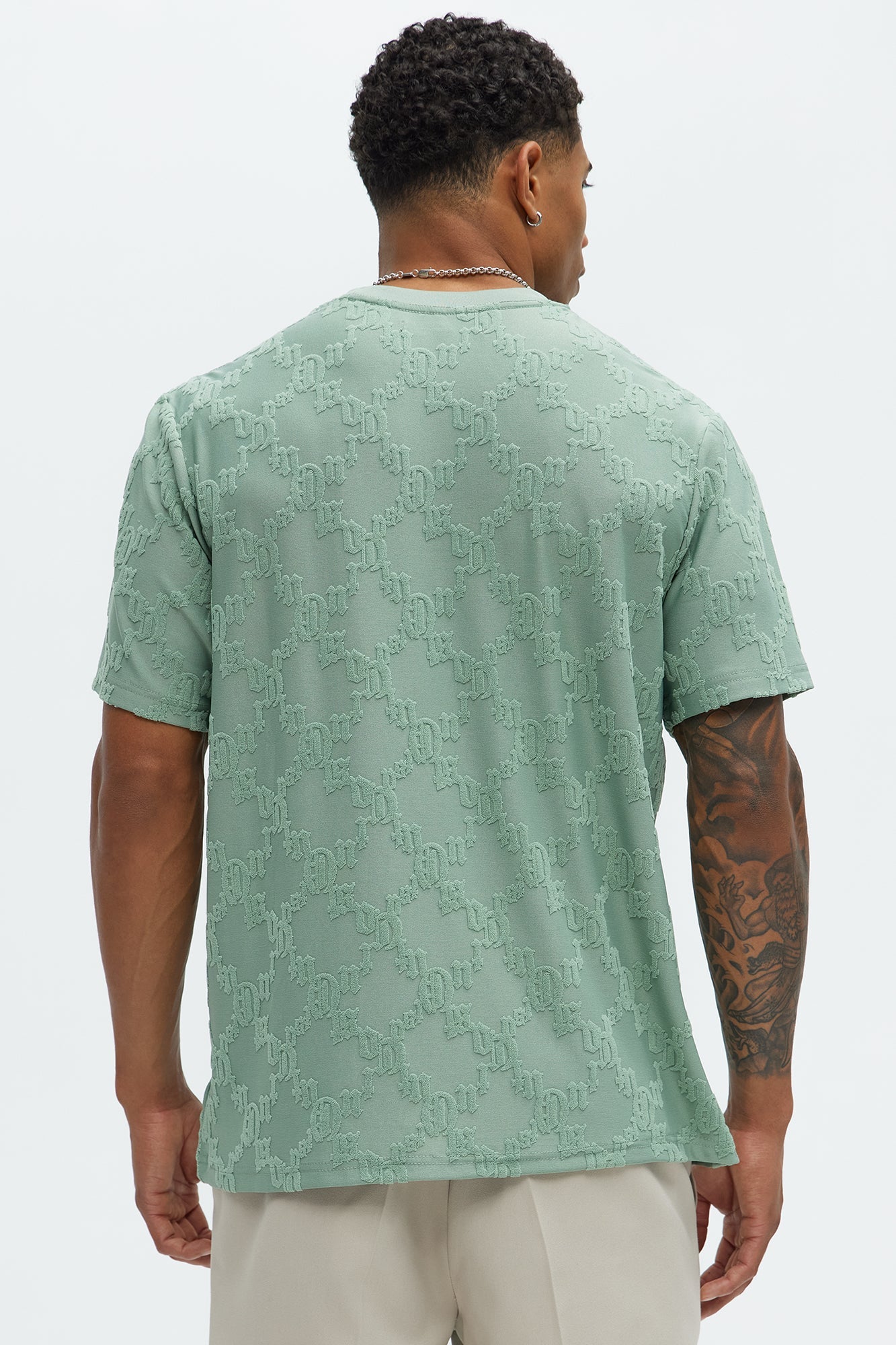 Verbiage Chenille Knit Crew Tee - Green