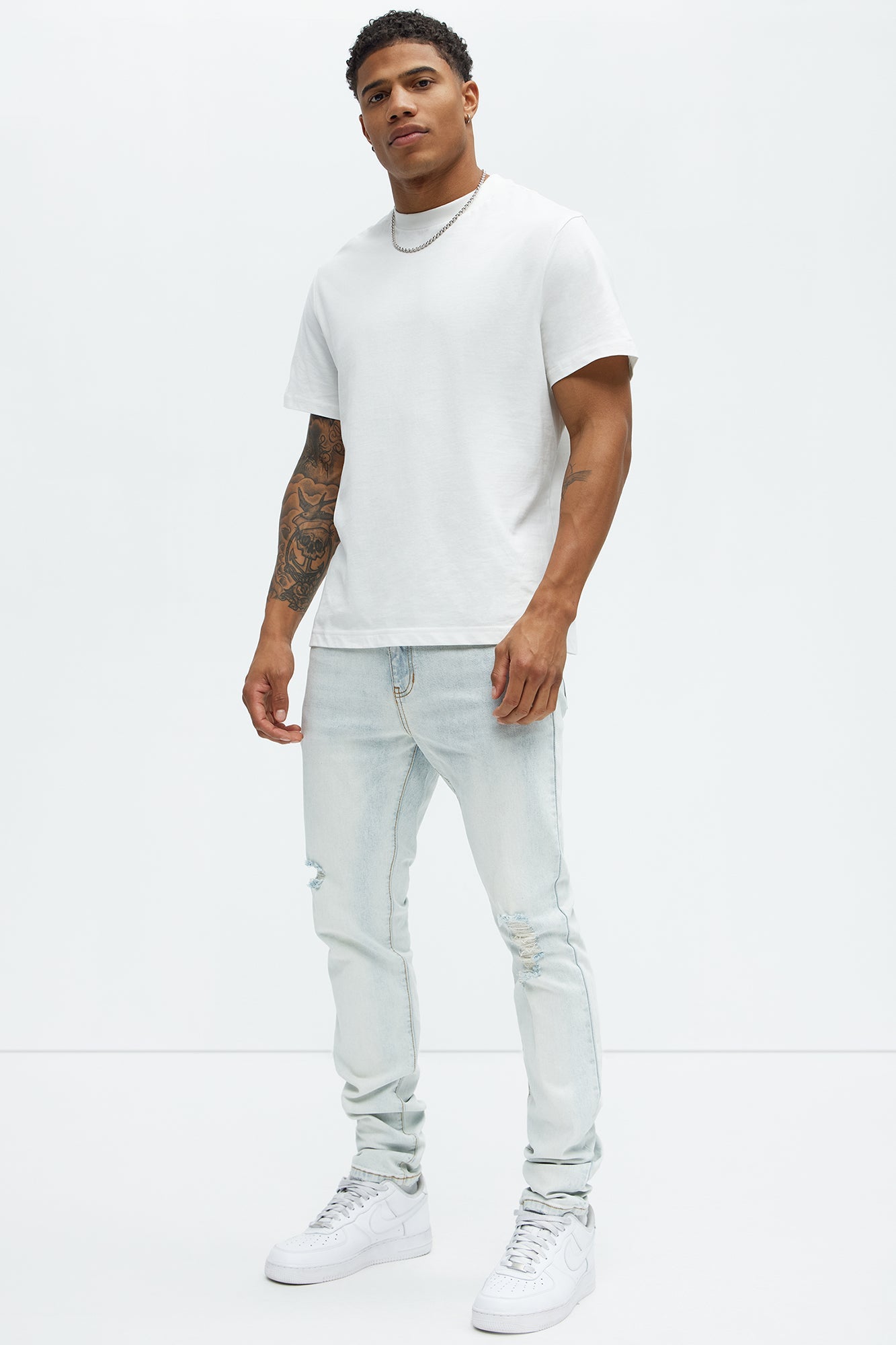 Take No L's Stacked Skinny Jeans - Light Blue Wash