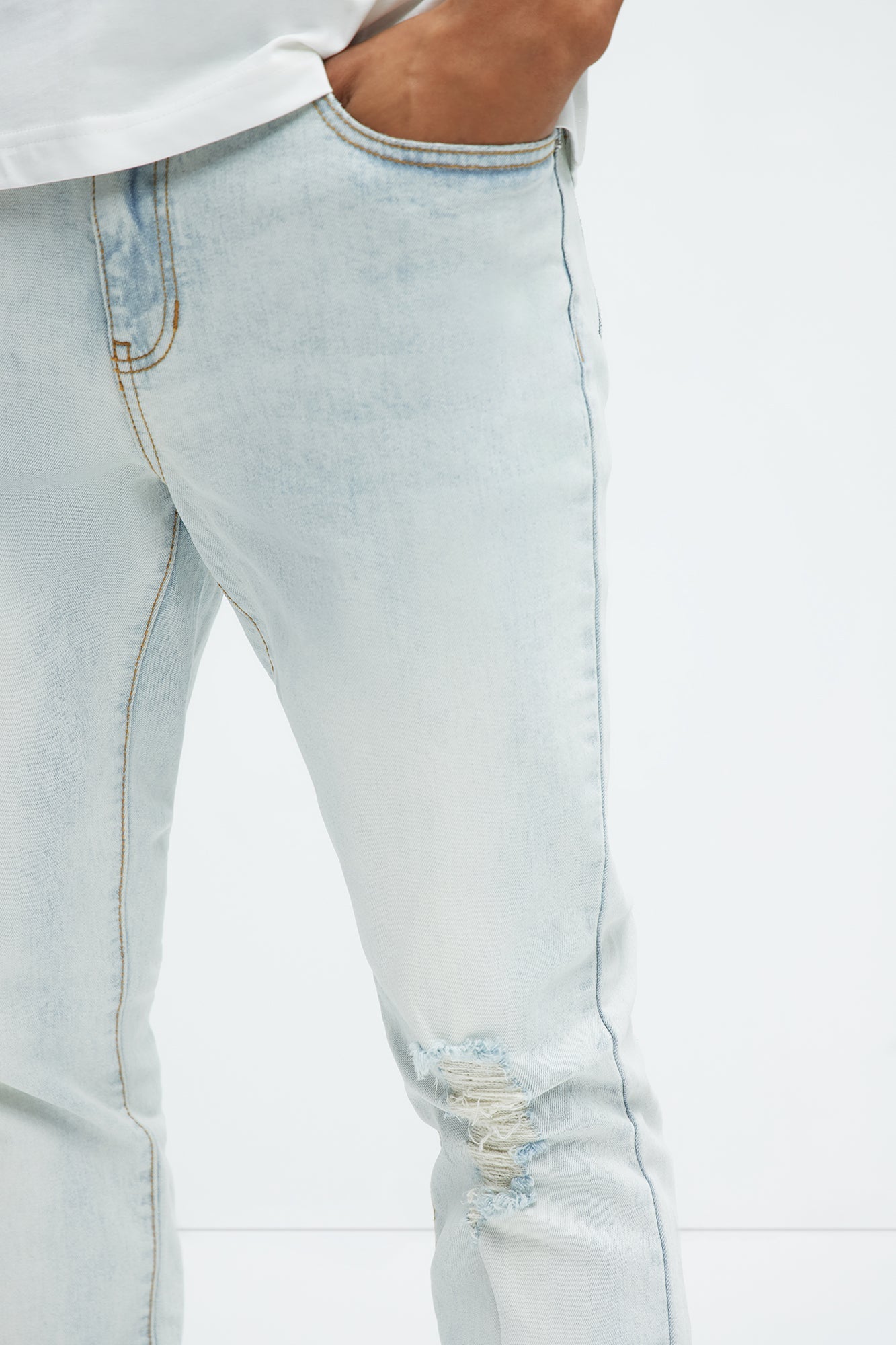 Take No L's Stacked Skinny Jeans - Light Blue Wash