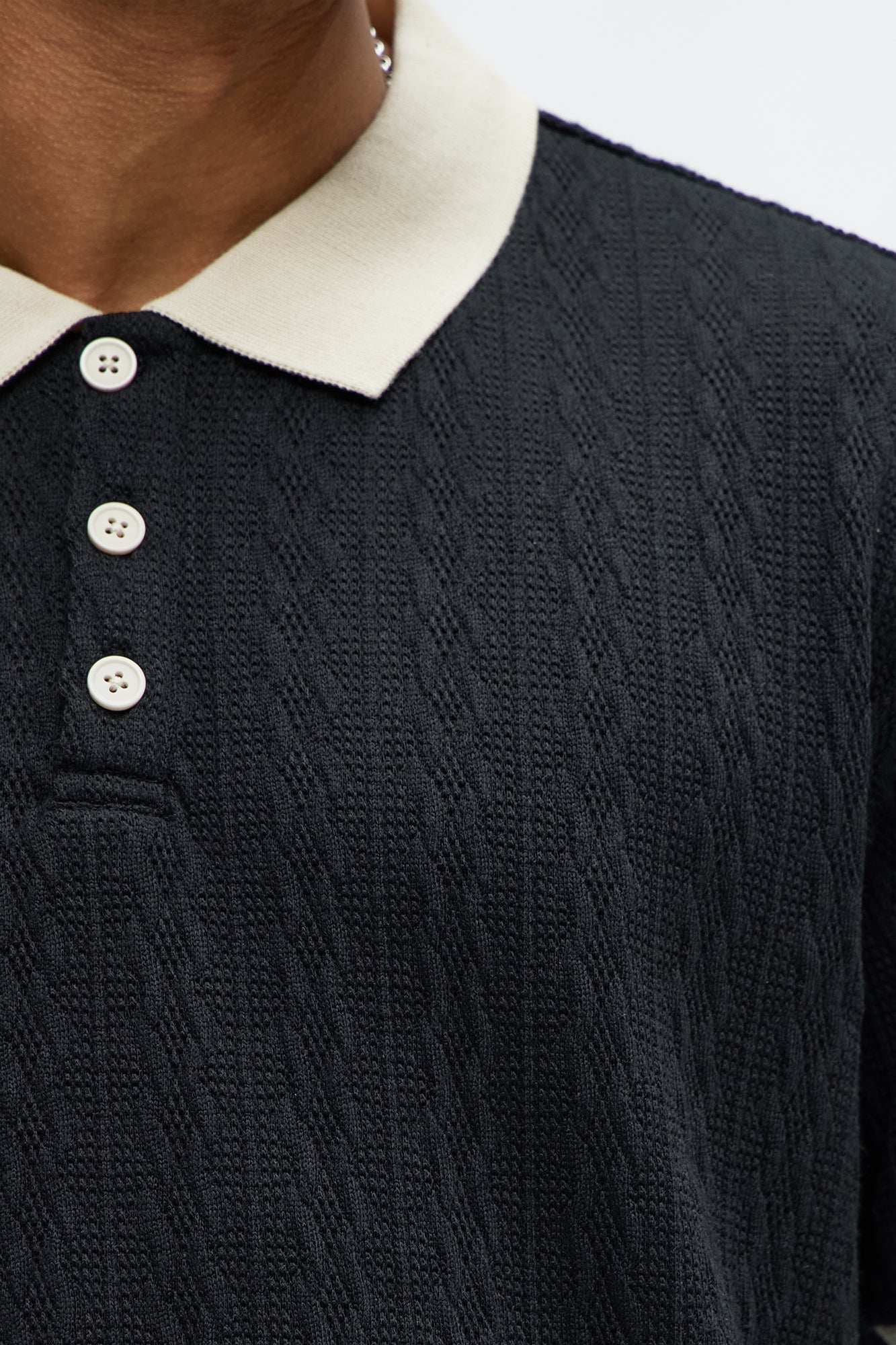 Langdon Sweater Knit Polo - Black/combo