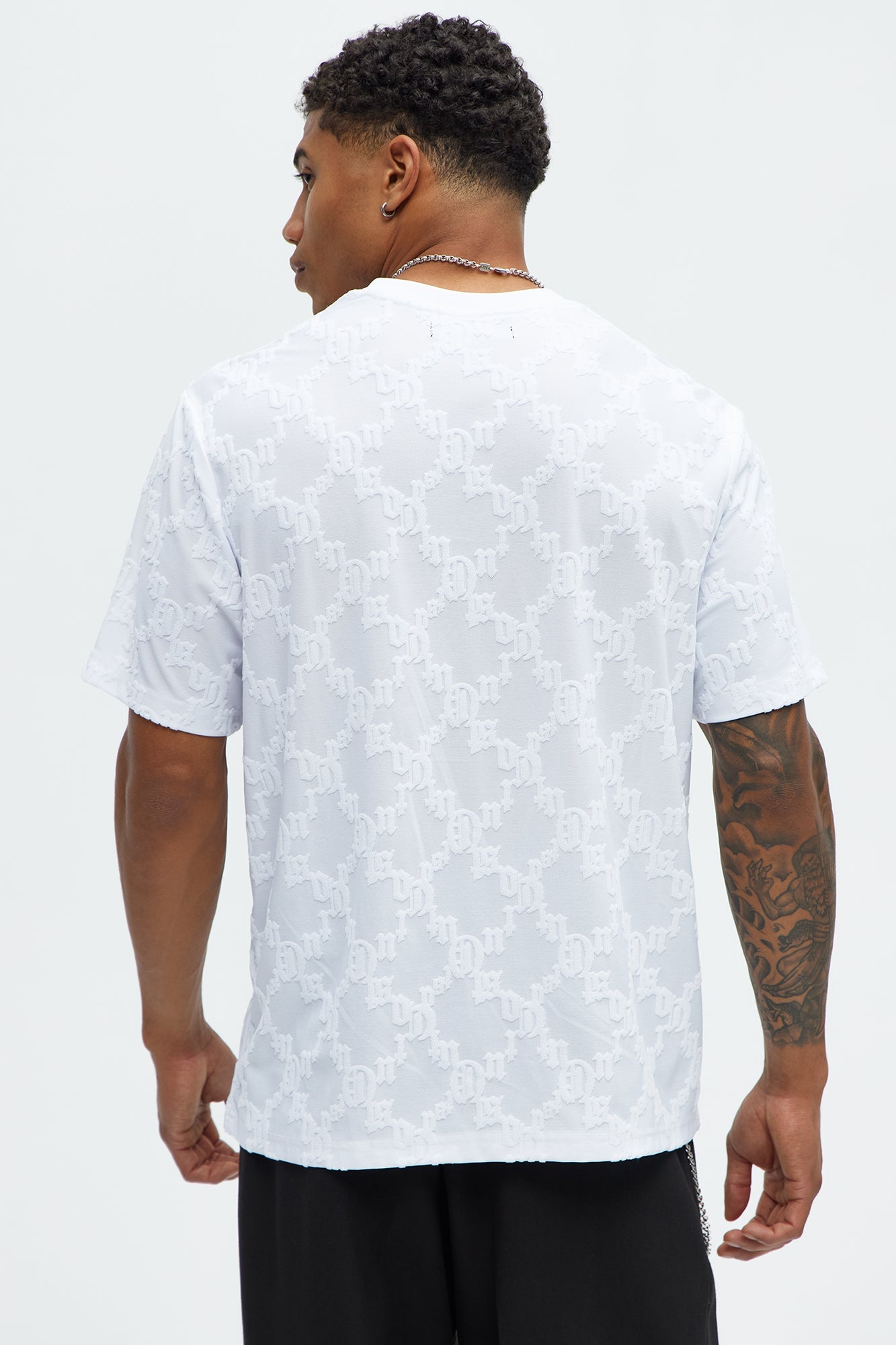 Verbiage Chenille Knit Crew Tee - White