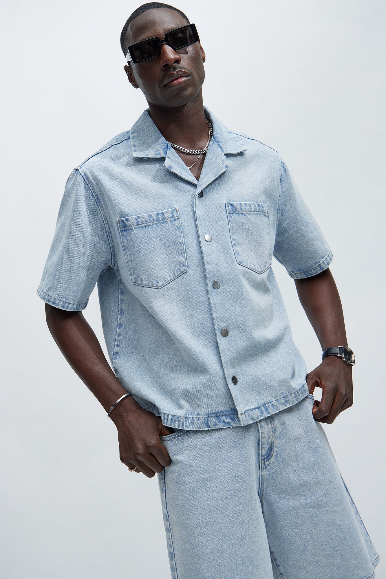 Colin True Denim Button Up Shirt - Light Blue Wash