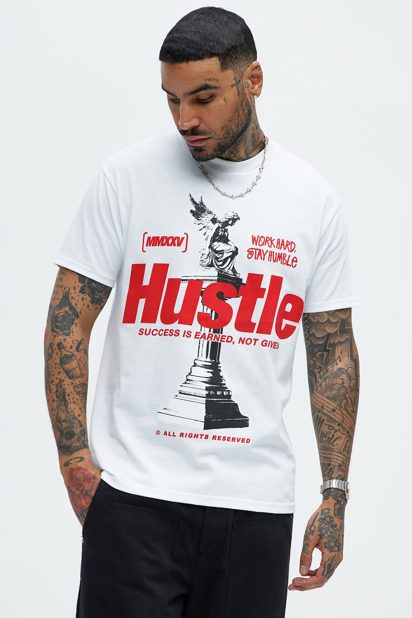 Hustle Statue Short Sleeve Tee - White