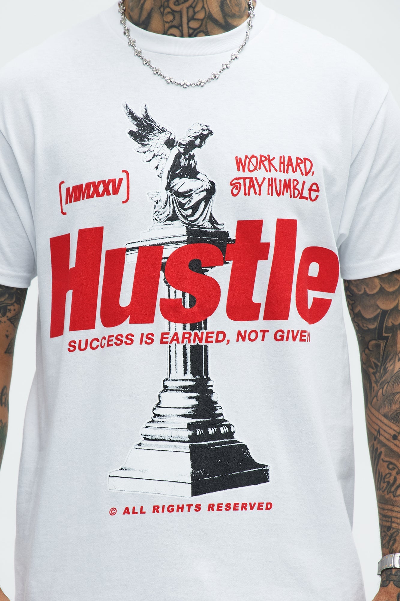 Hustle Statue Short Sleeve Tee - White