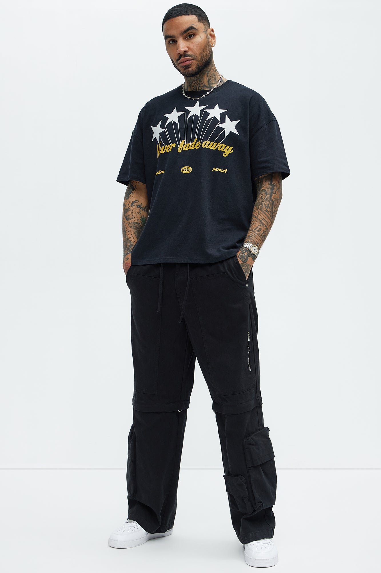 Never Fade Away Oversized Short Sleeve Tee - Black