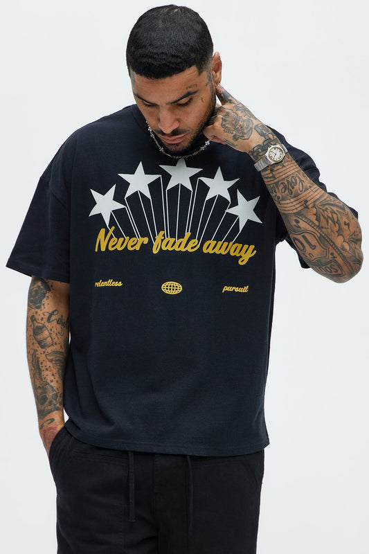 Never Fade Away Oversized Short Sleeve Tee - Black