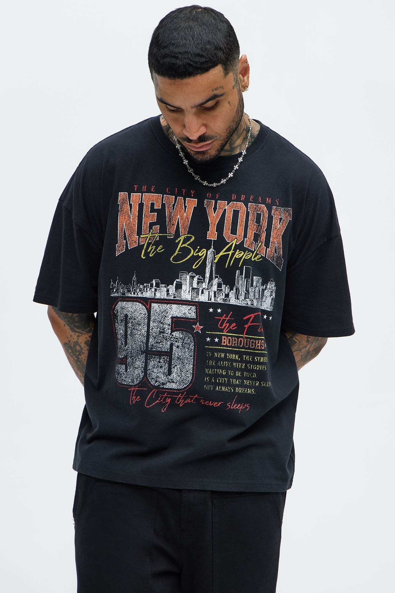 The Big Apple NYC Oversized Short Sleeve Tee - Black