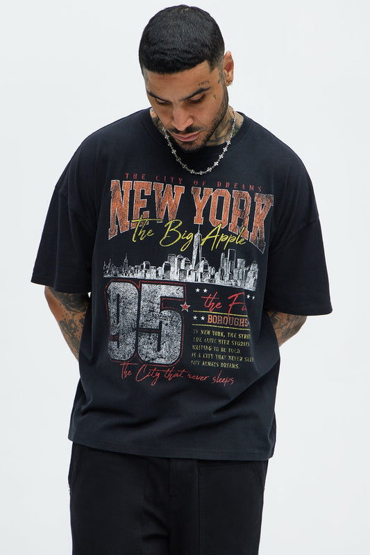 The Big Apple NYC Oversized Short Sleeve Tee - Black