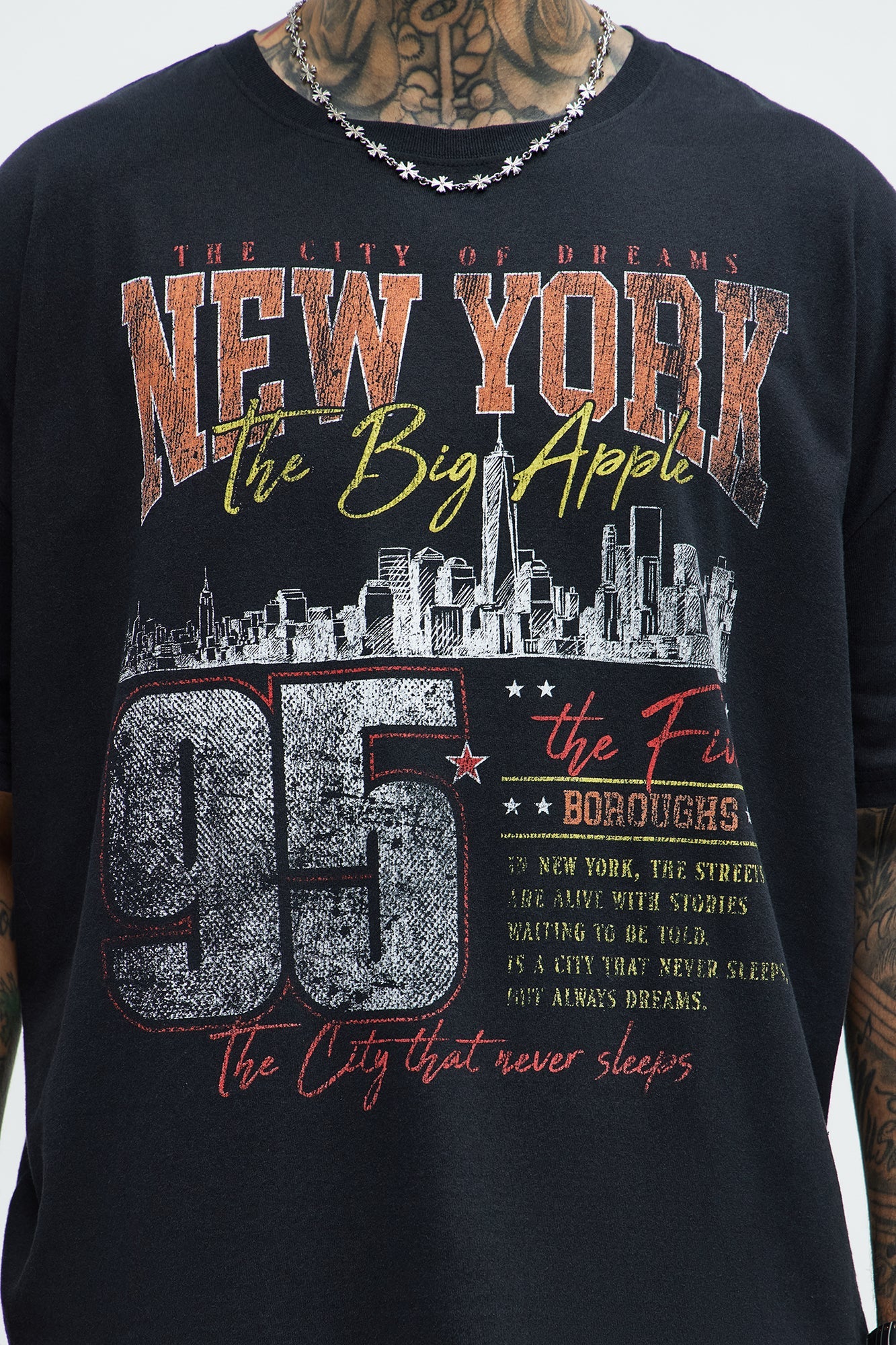 The Big Apple NYC Oversized Short Sleeve Tee - Black
