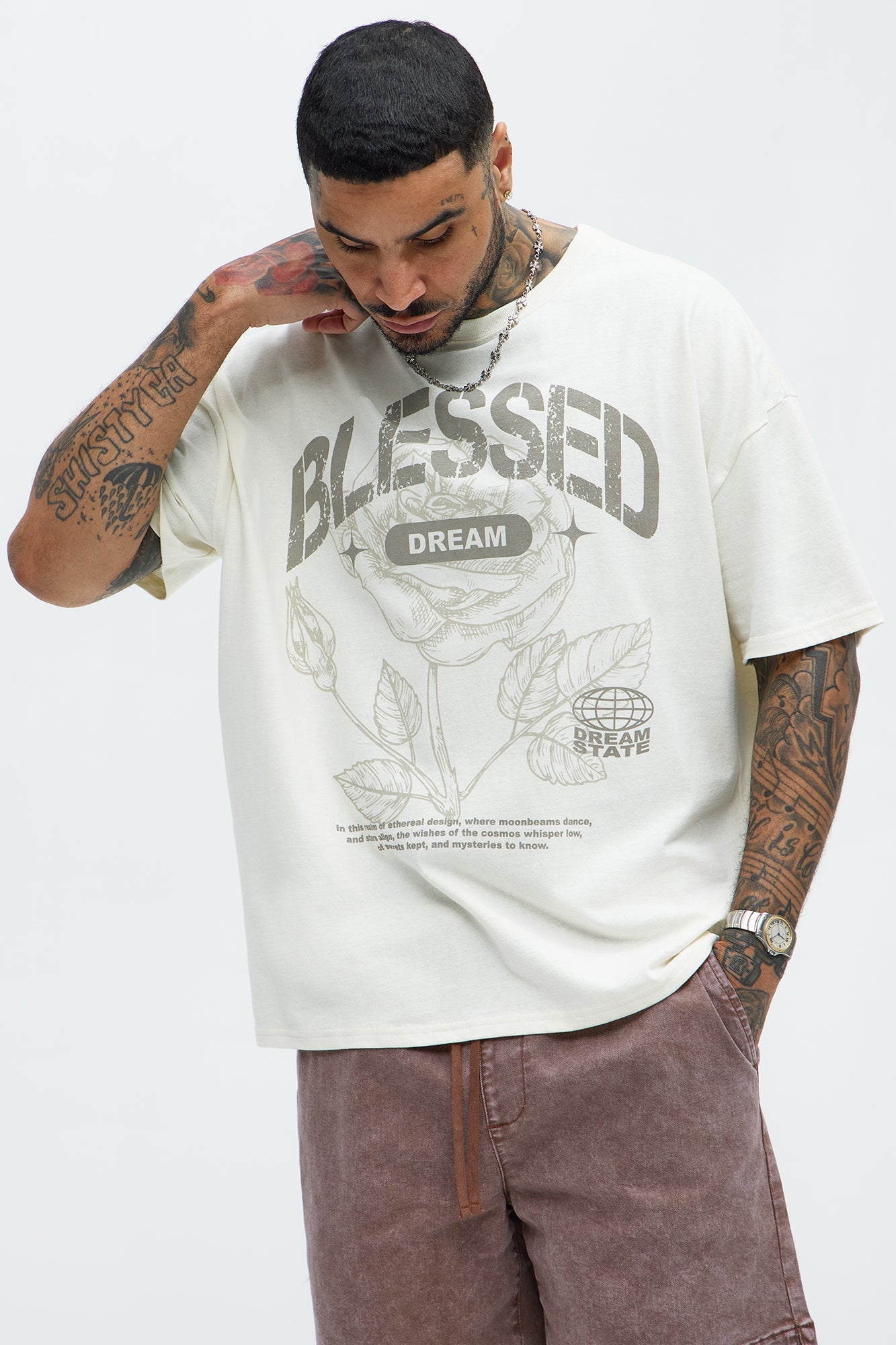 Bless Dreams Oversized Short Sleeve Tee - White