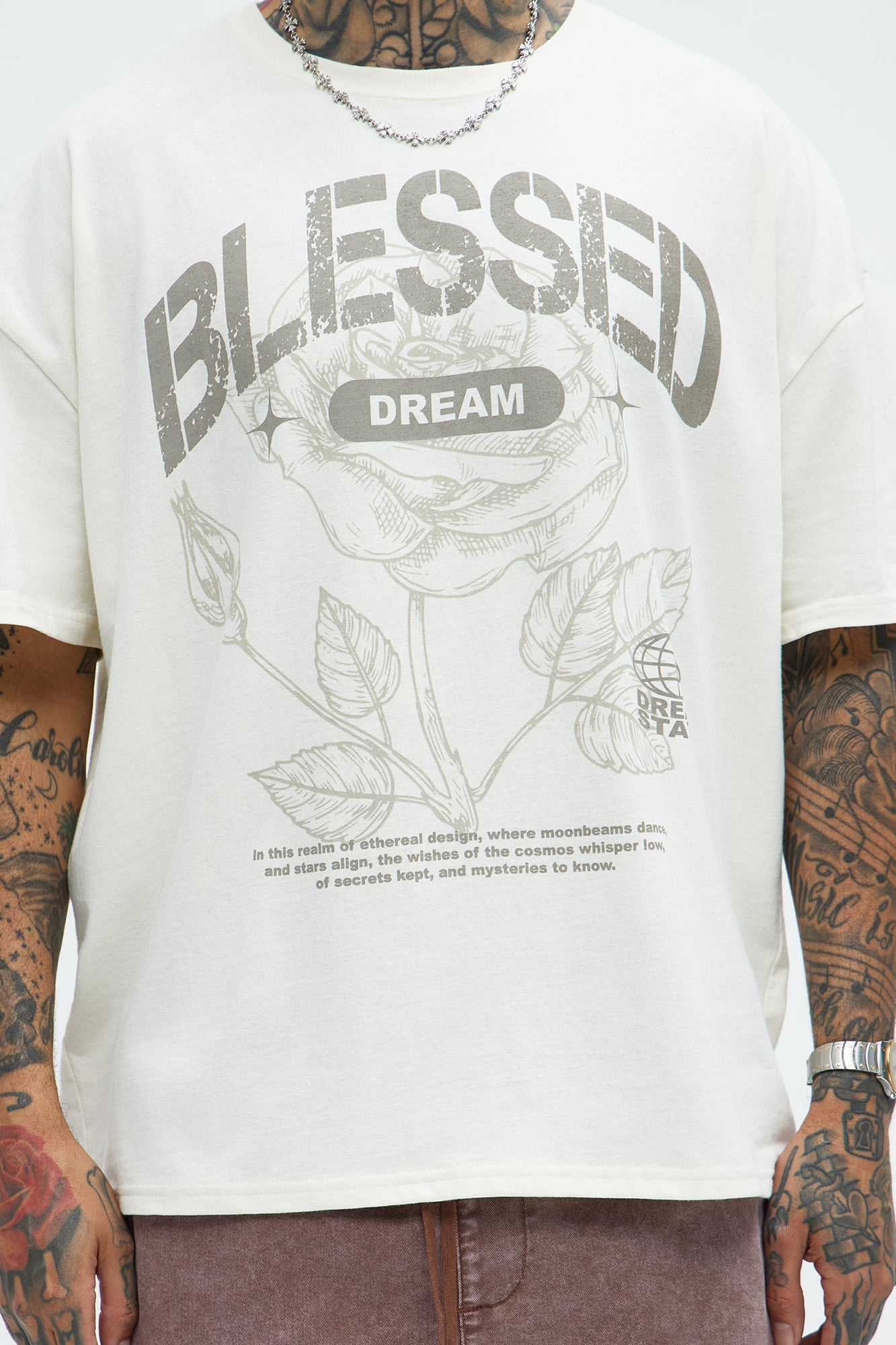 Bless Dreams Oversized Short Sleeve Tee - White