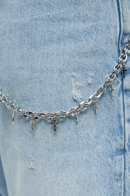 Euphoria Cross Pants Chain - Silver