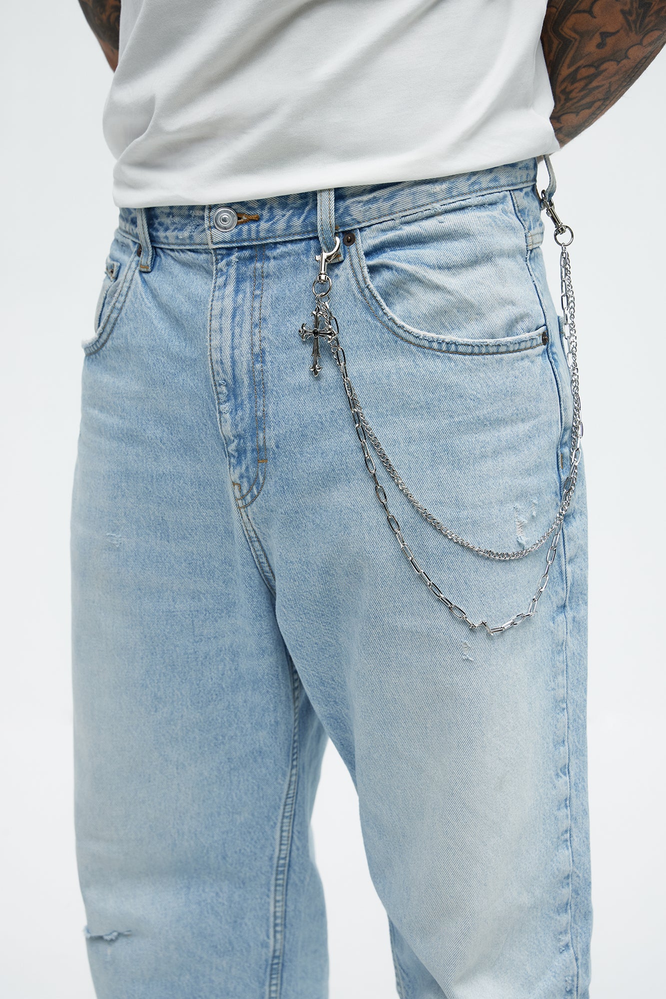 Mosiac Stacked Pant Chain - Silver