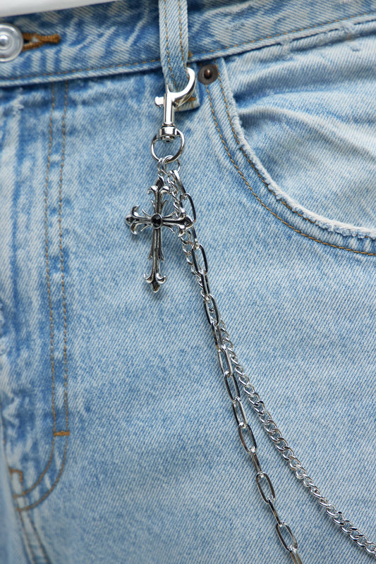 Mosiac Stacked Pant Chain - Silver