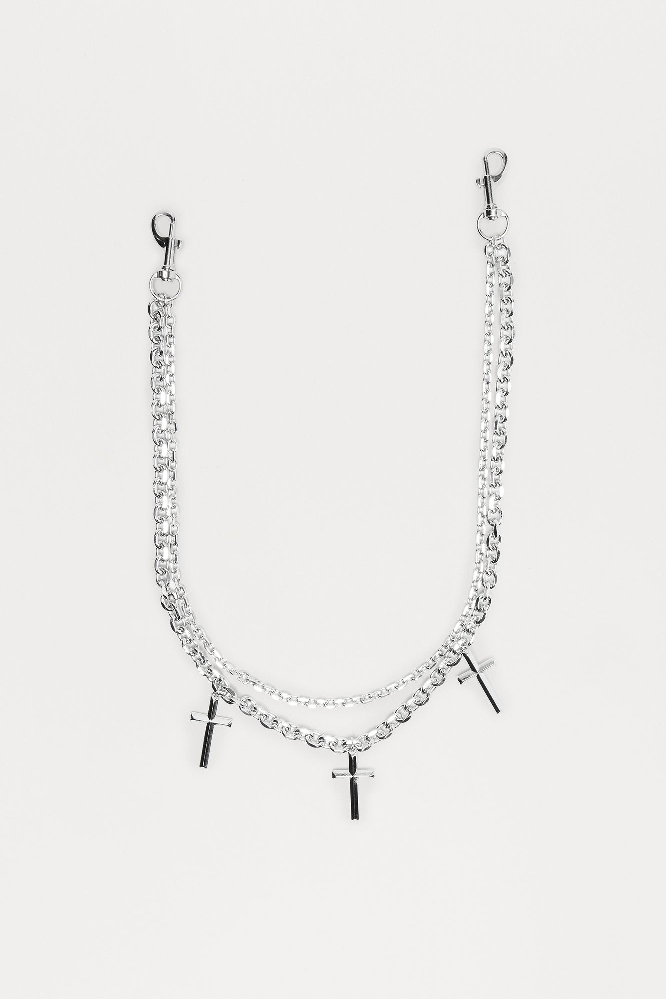Amber Cross Stacked Pants Chain - Silver