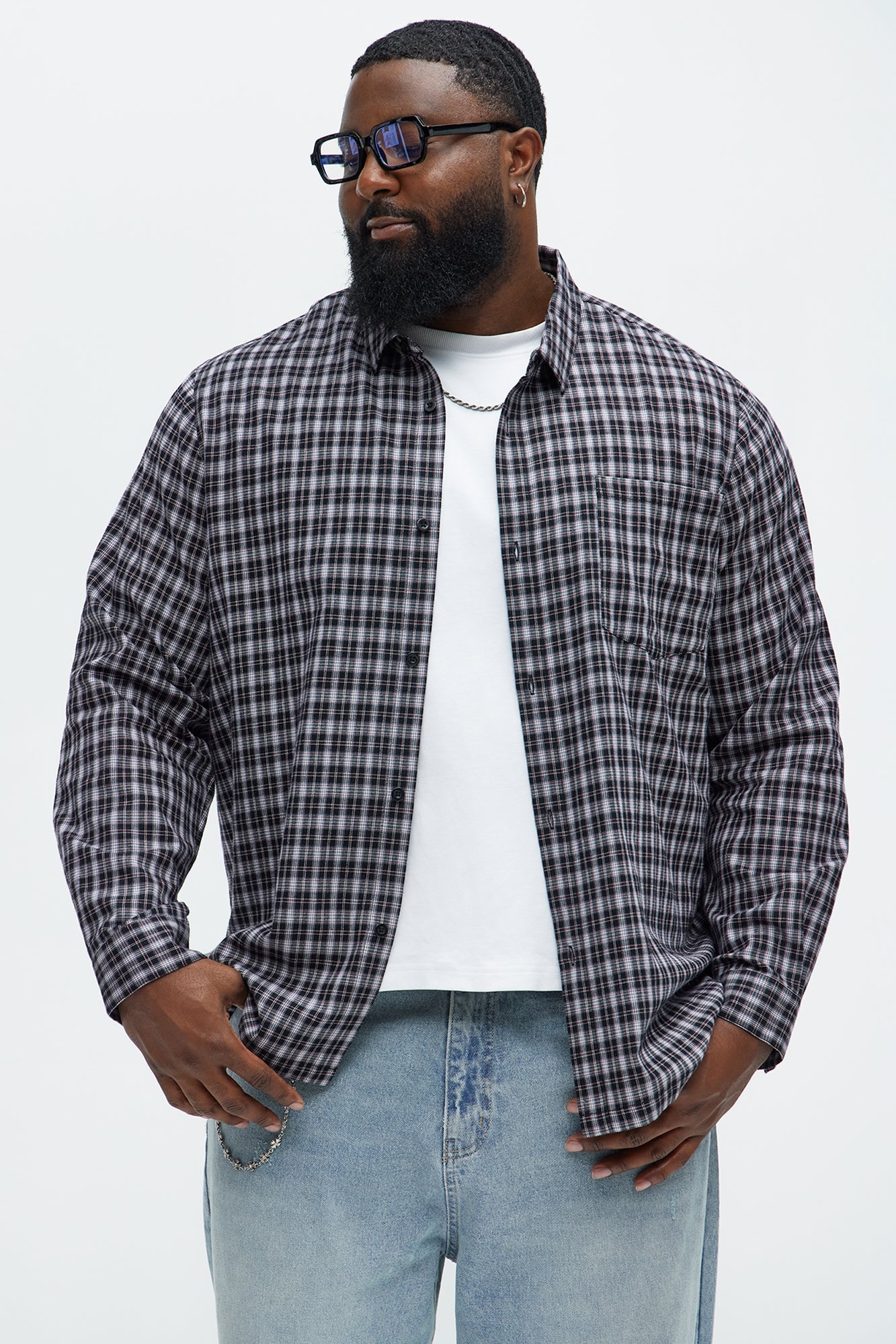 Carson Plaid Classic Long Sleeve Button Up - Black/combo