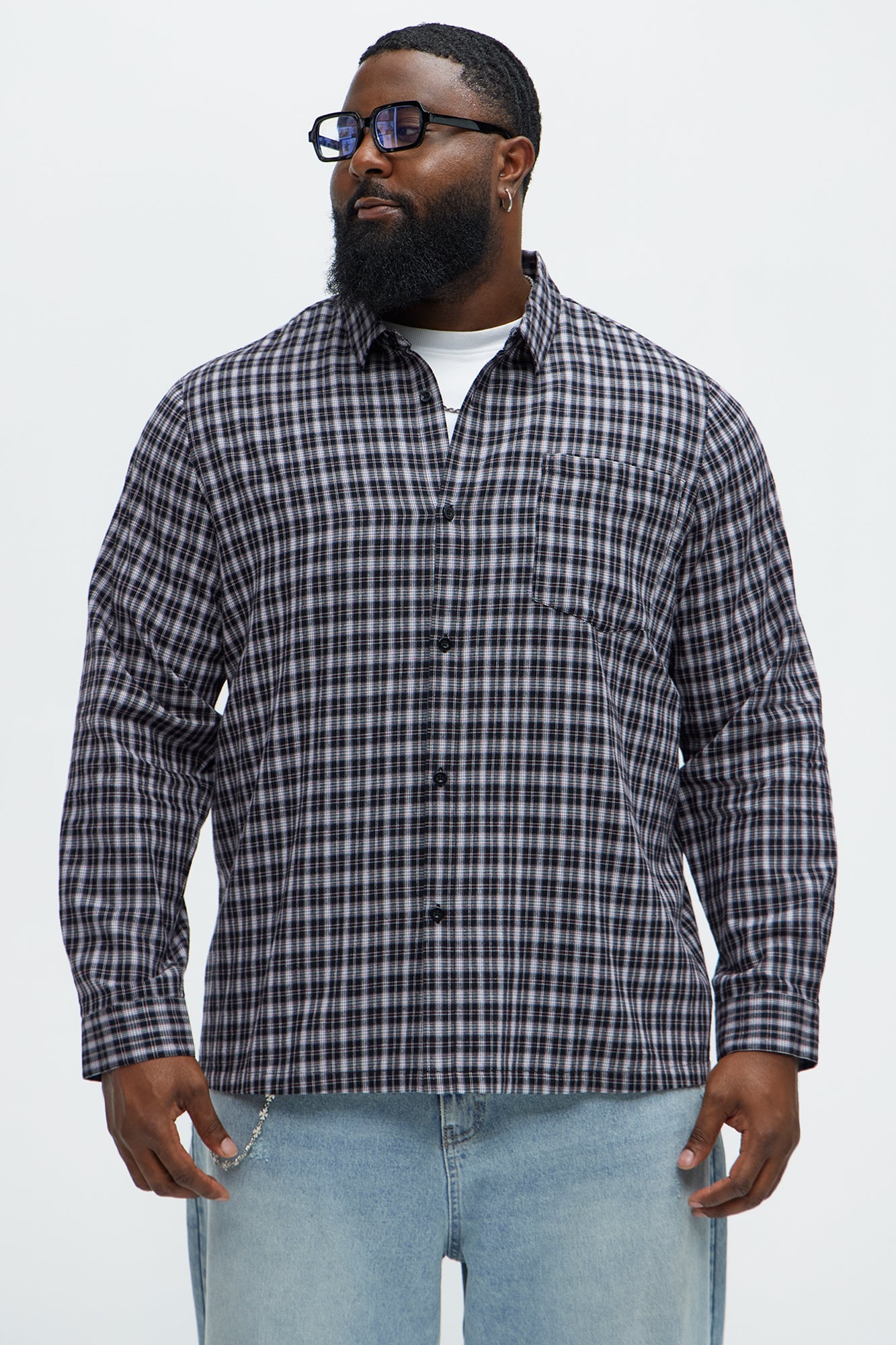 Carson Plaid Classic Long Sleeve Button Up - Black/combo