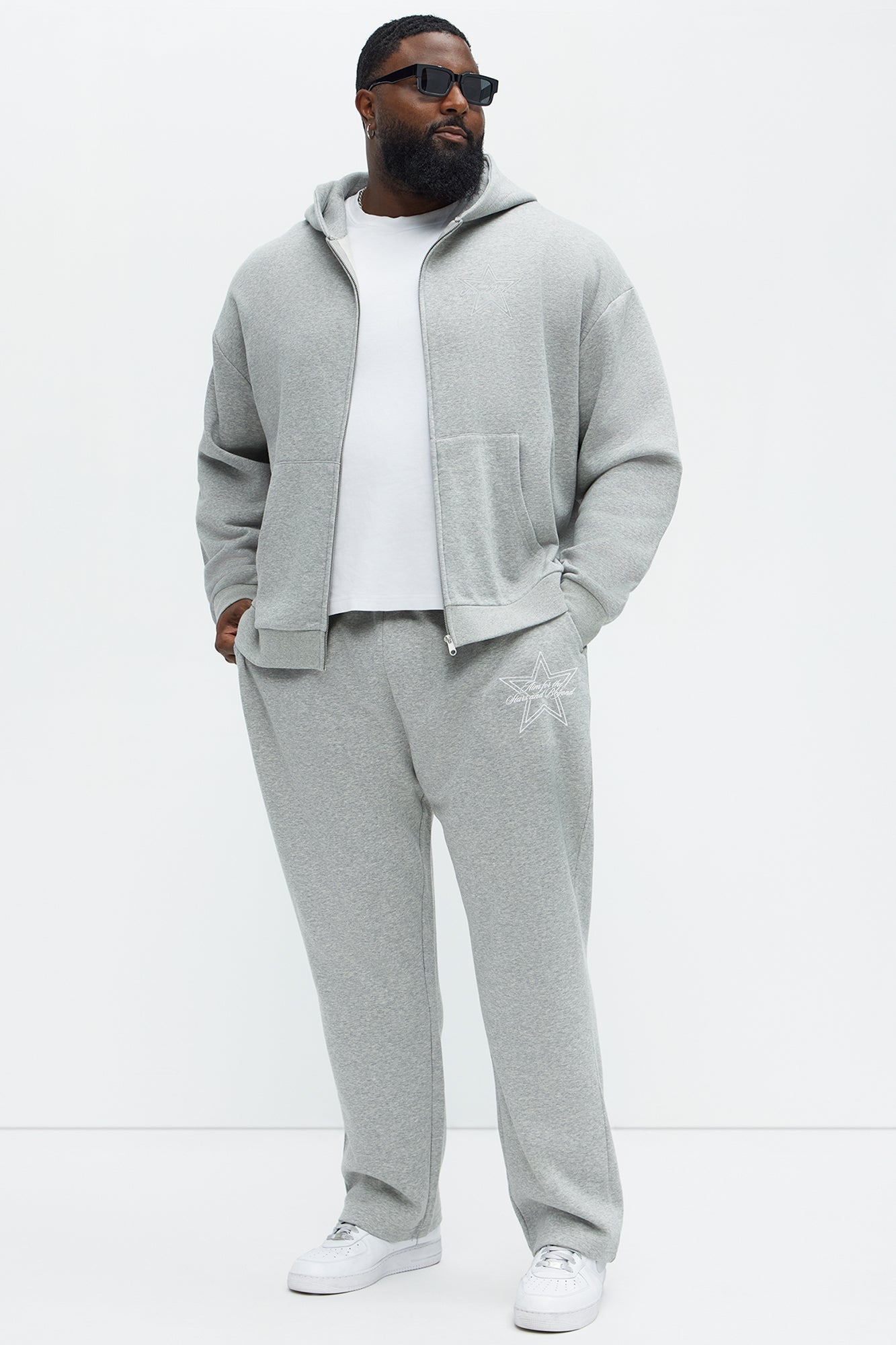 Aim For The Stars Zip Hoodie - Grey