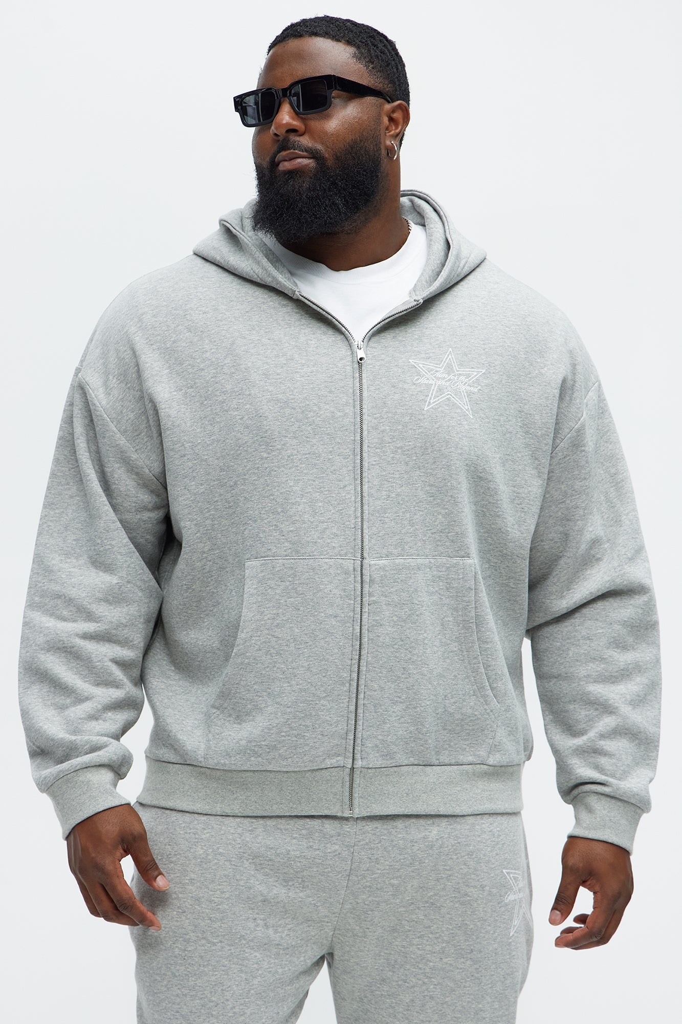 Aim For The Stars Zip Hoodie - Grey
