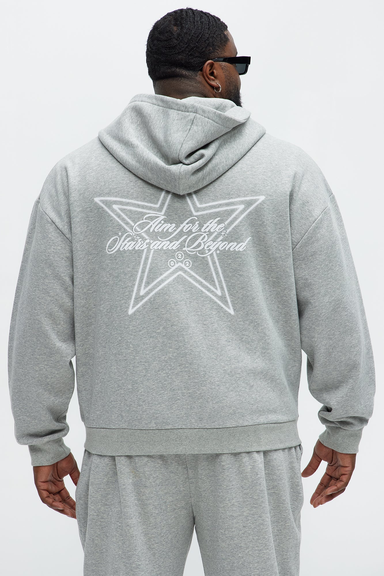 Aim For The Stars Zip Hoodie - Grey