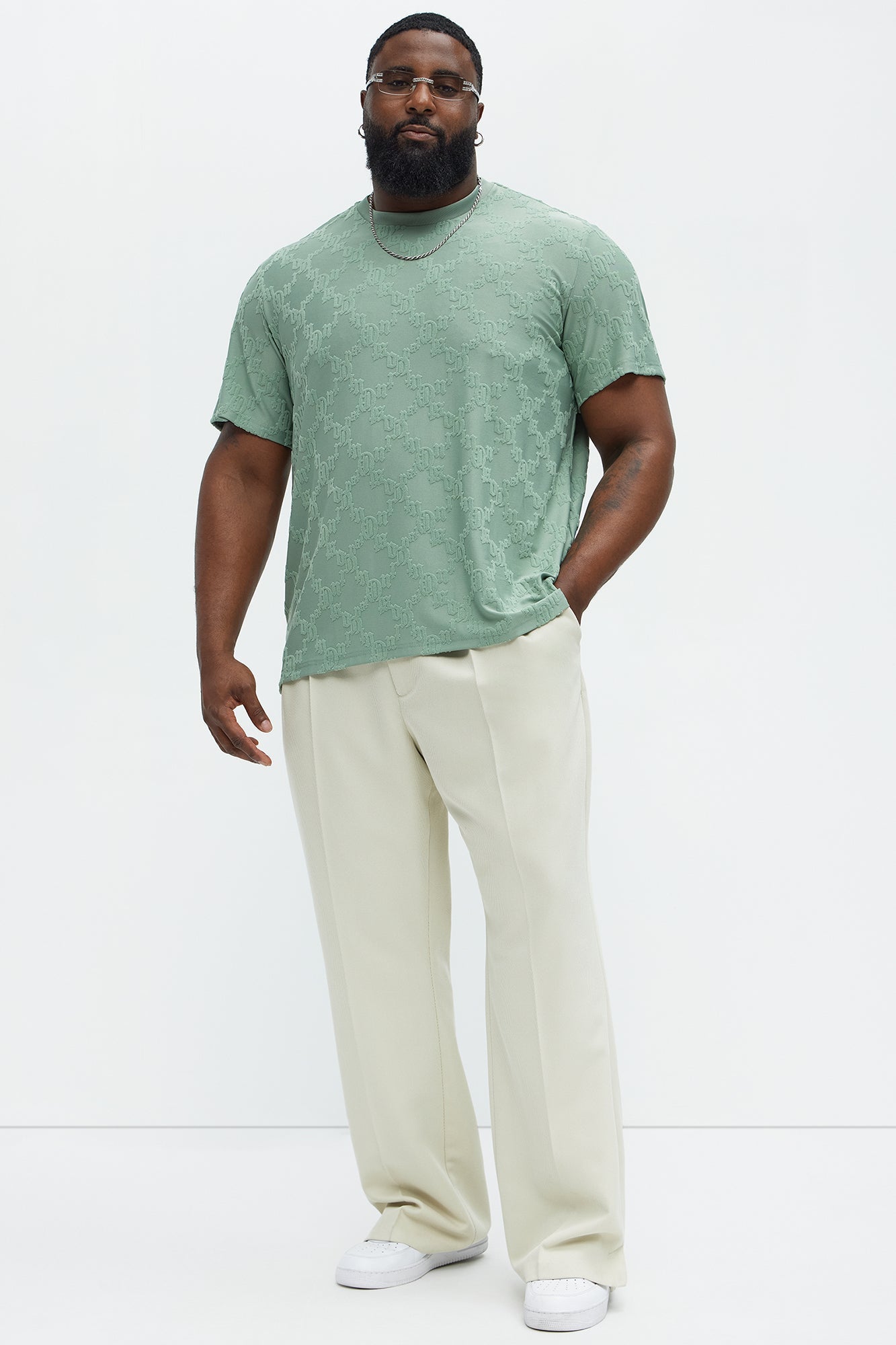 Verbiage Chenille Knit Crew Tee - Green