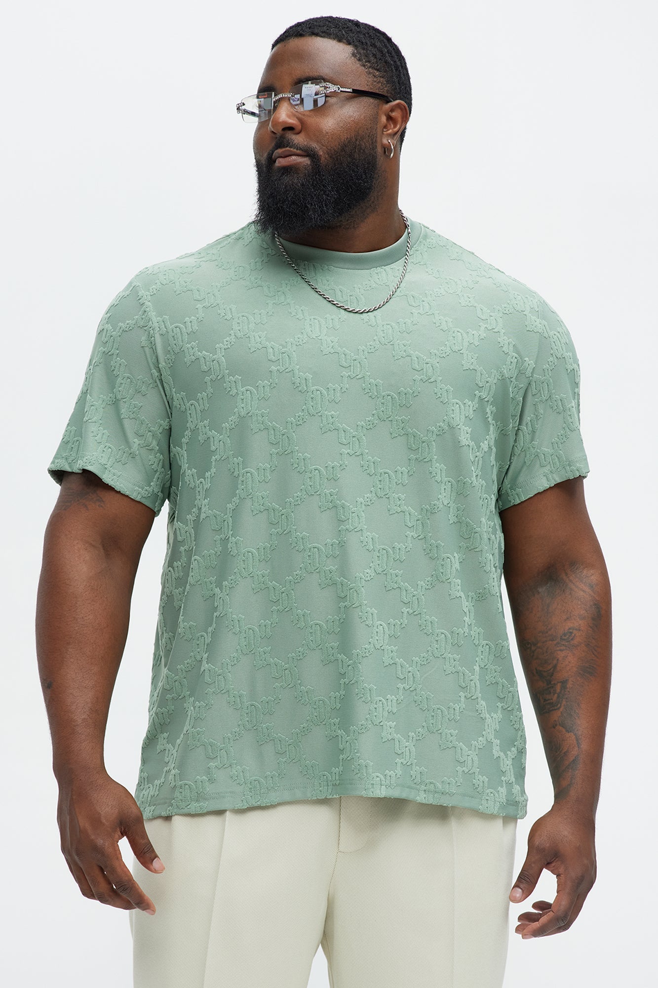Verbiage Chenille Knit Crew Tee - Green