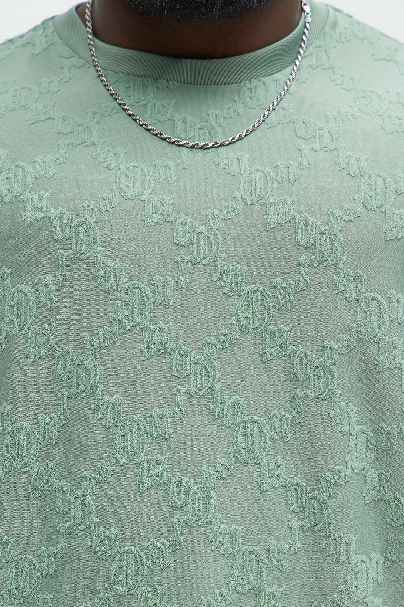 Verbiage Chenille Knit Crew Tee - Green