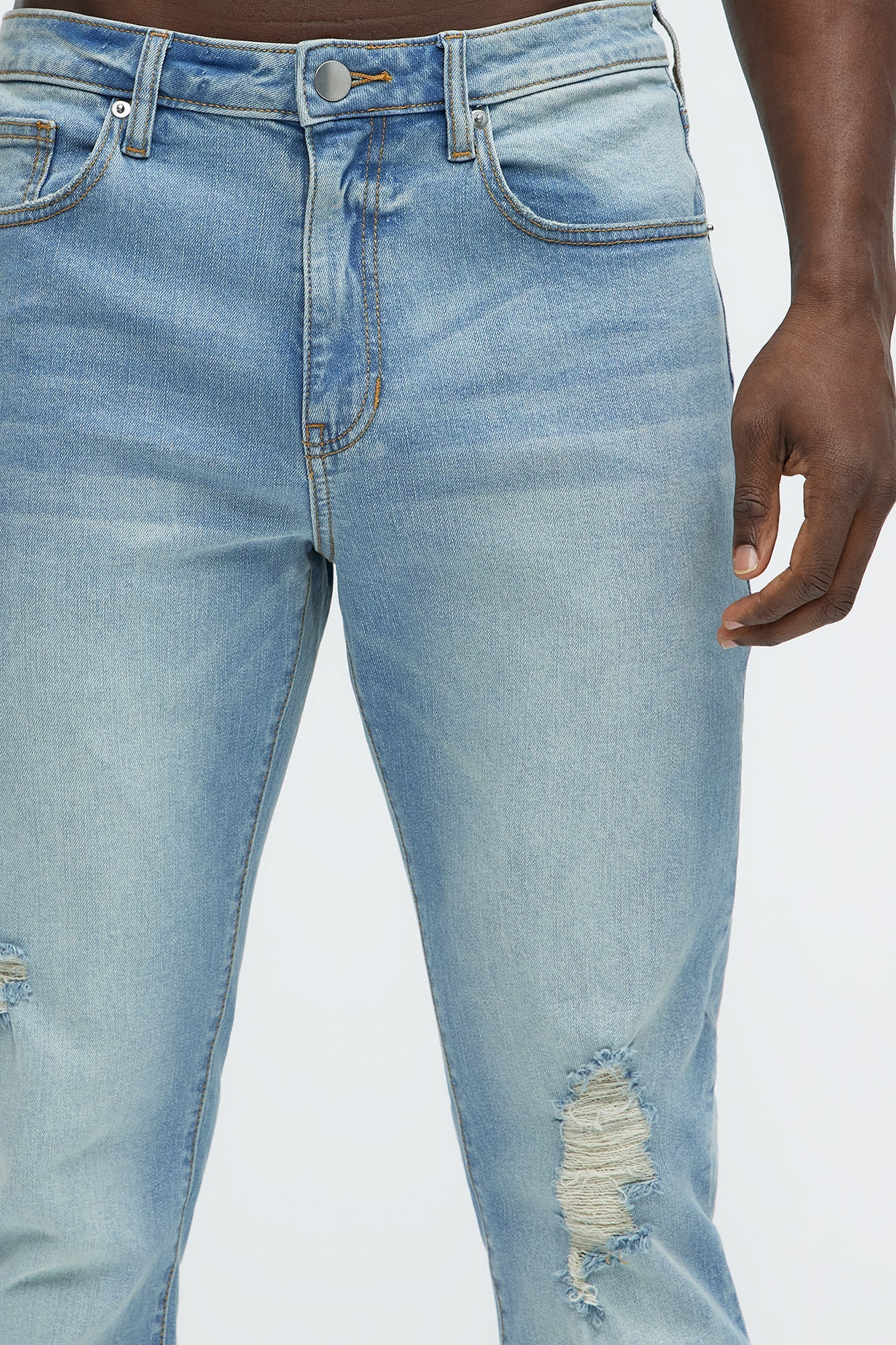 Take No L's Stacked Slim Flared Jeans - Medium Blue Wash